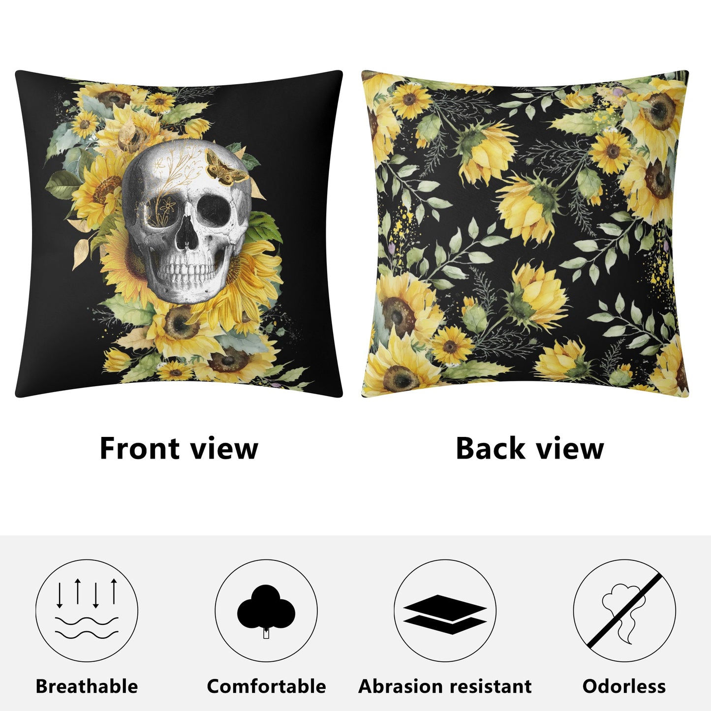 Gothic Sunflower Double Sided Pillow Cover (1 pc)