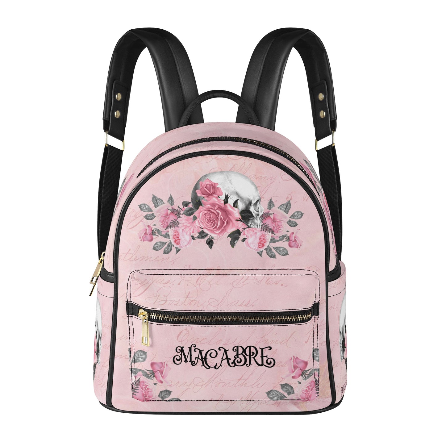 Pink Rose Macabre Casual Mini Backpack