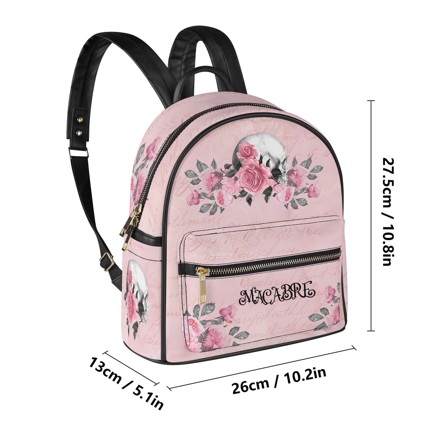 Pink Rose Macabre Casual Mini Backpack