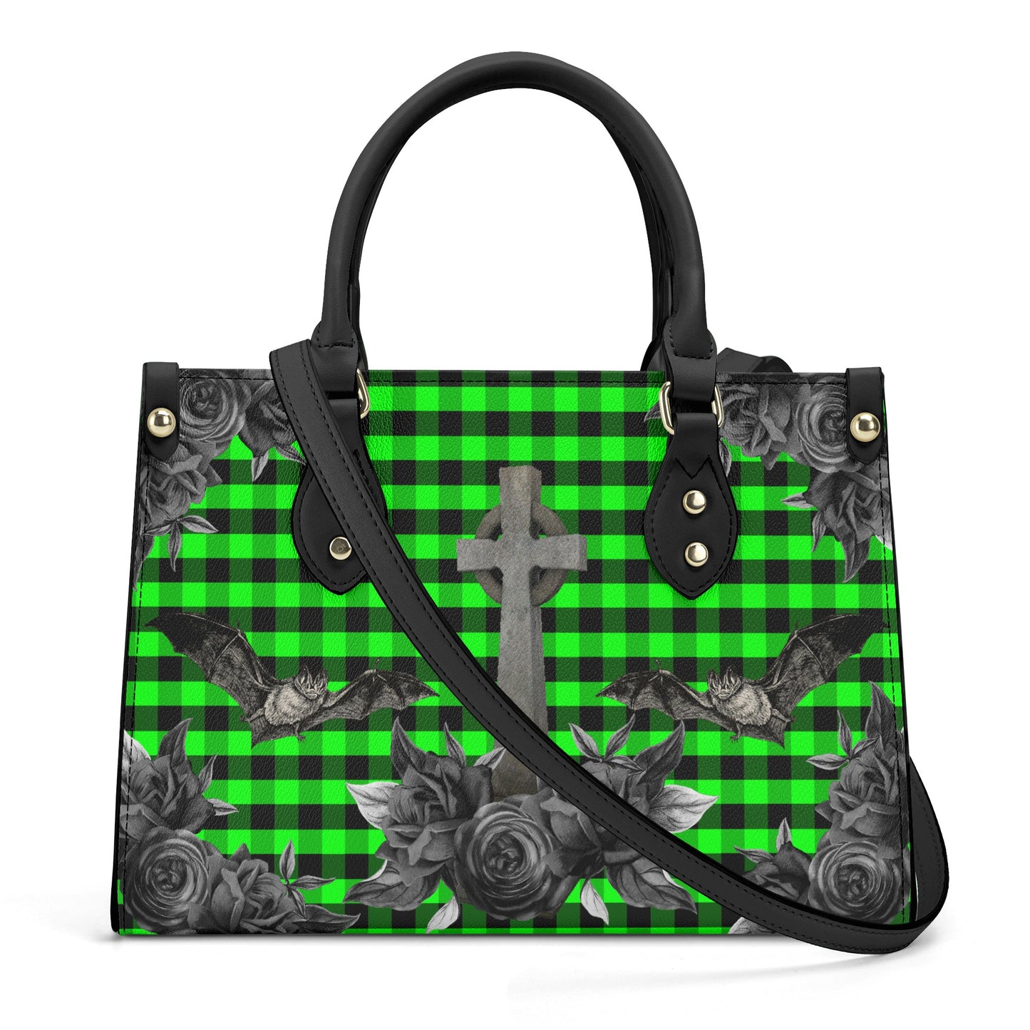 Cemetery Picnic Luxury PU Handbag in Ooze Green