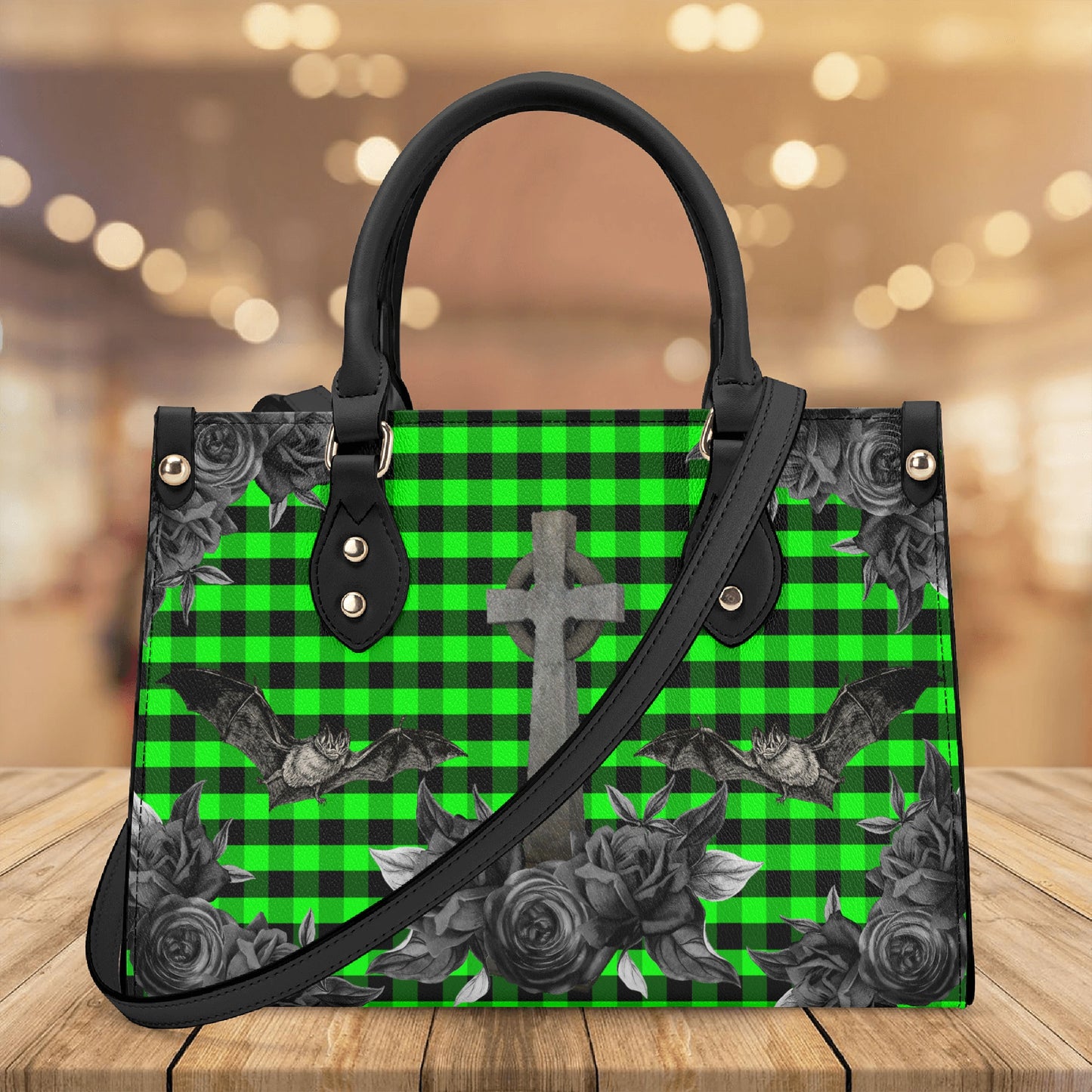Cemetery Picnic Luxury PU Handbag in Ooze Green
