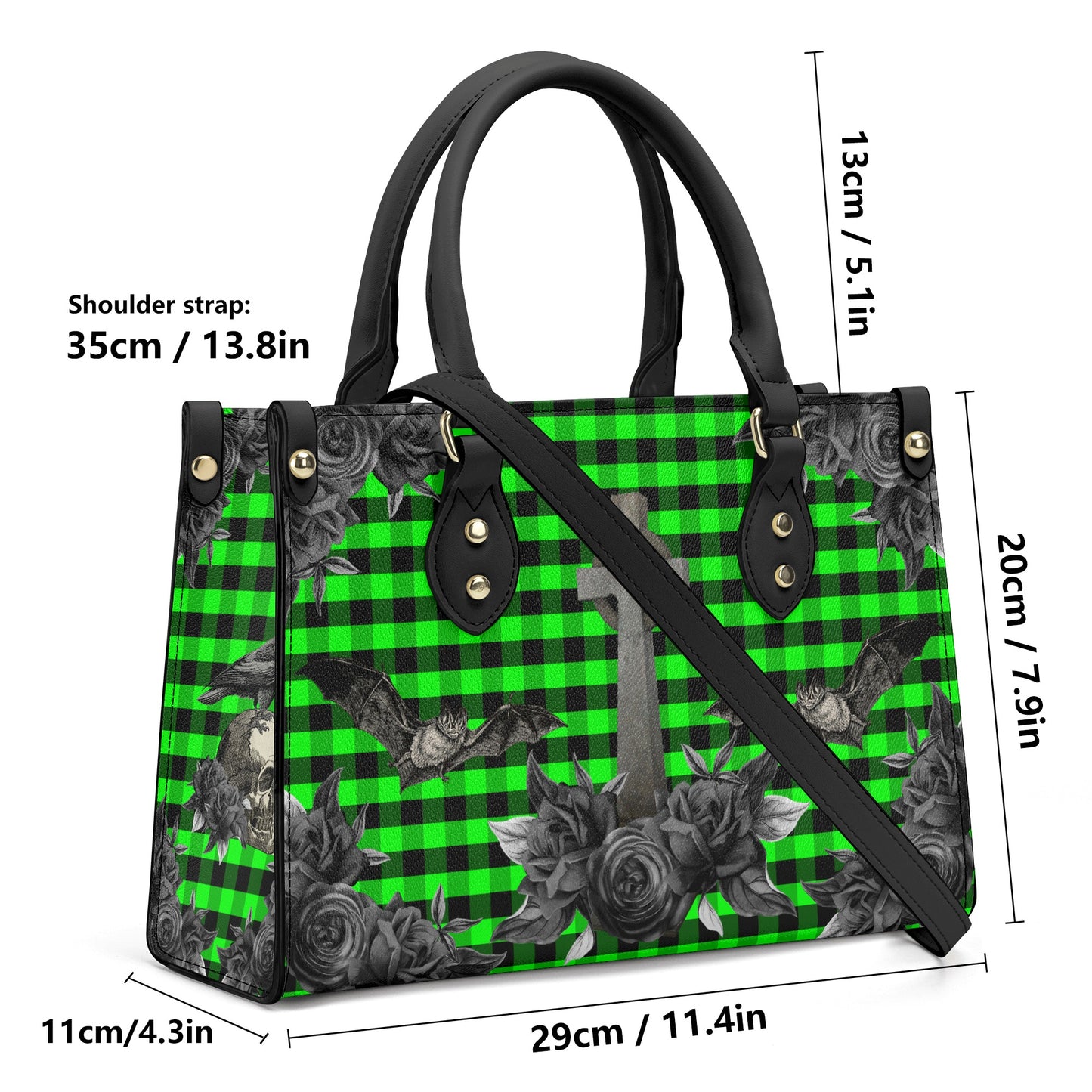 Cemetery Picnic Luxury PU Handbag in Ooze Green