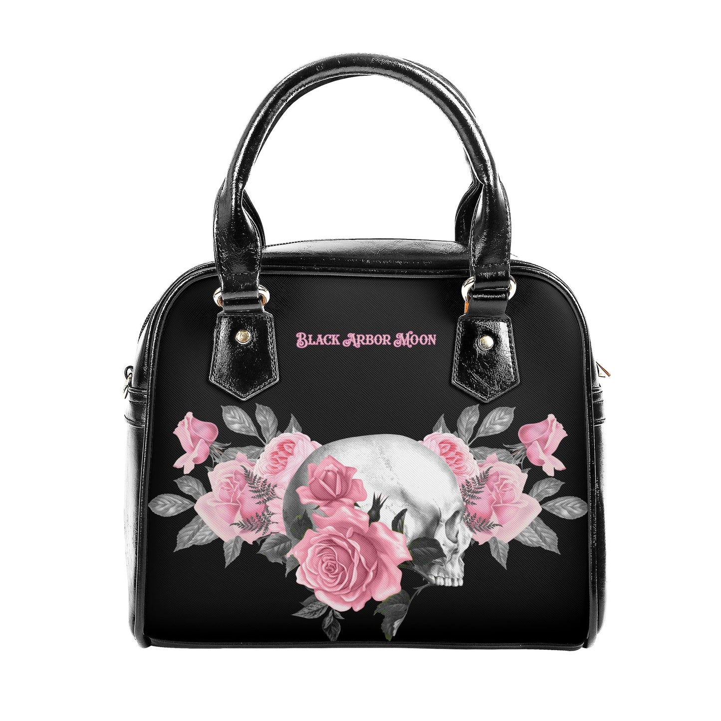 Pink Rose Macabre Shoulder Handbag