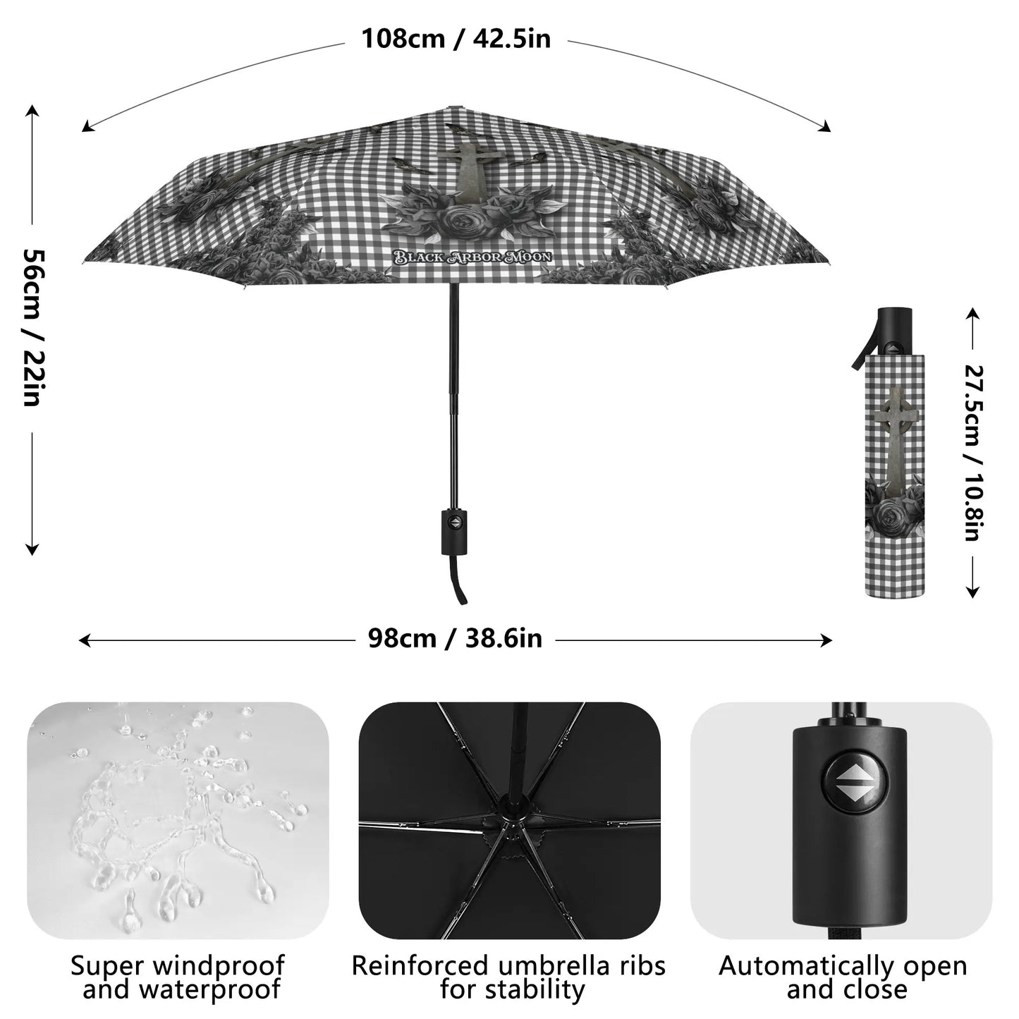 Cemetery Picnic Auto Open & Close Umbrella in Tombstone