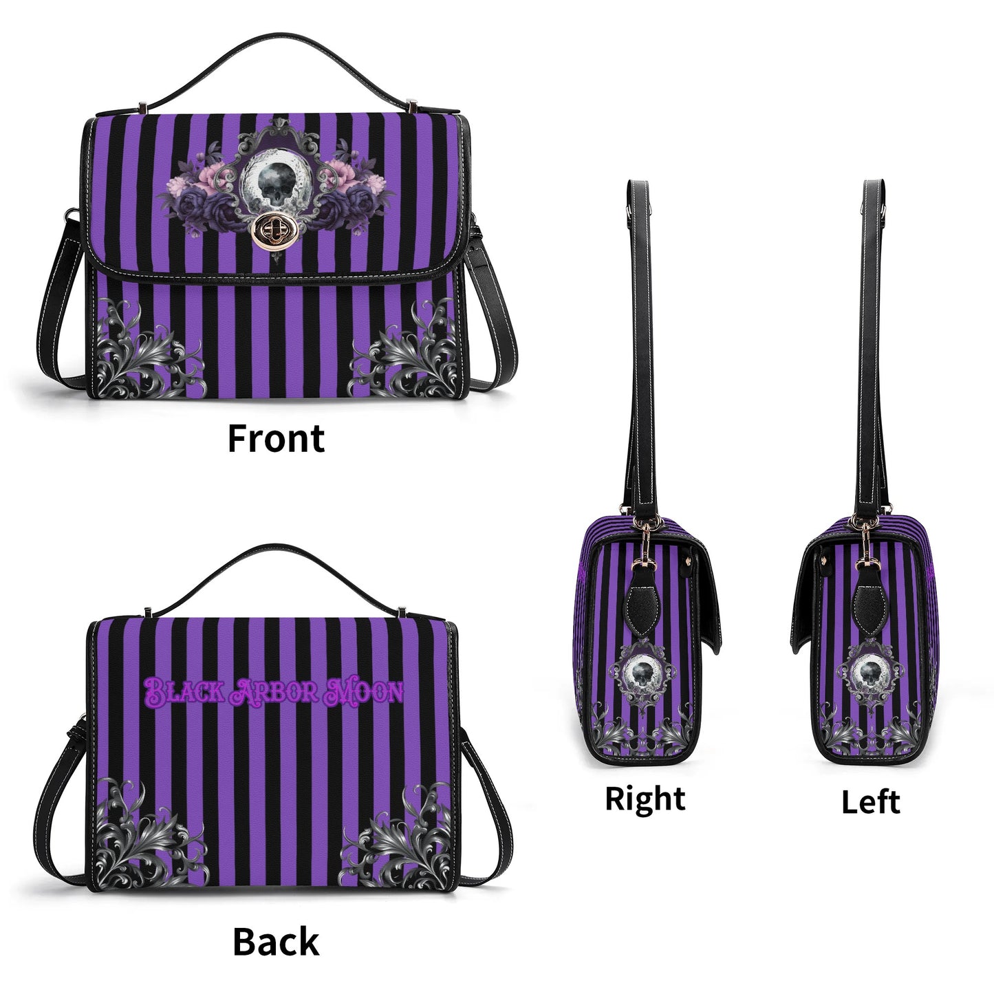 Purple Noir Faux Leather Satchel Bag