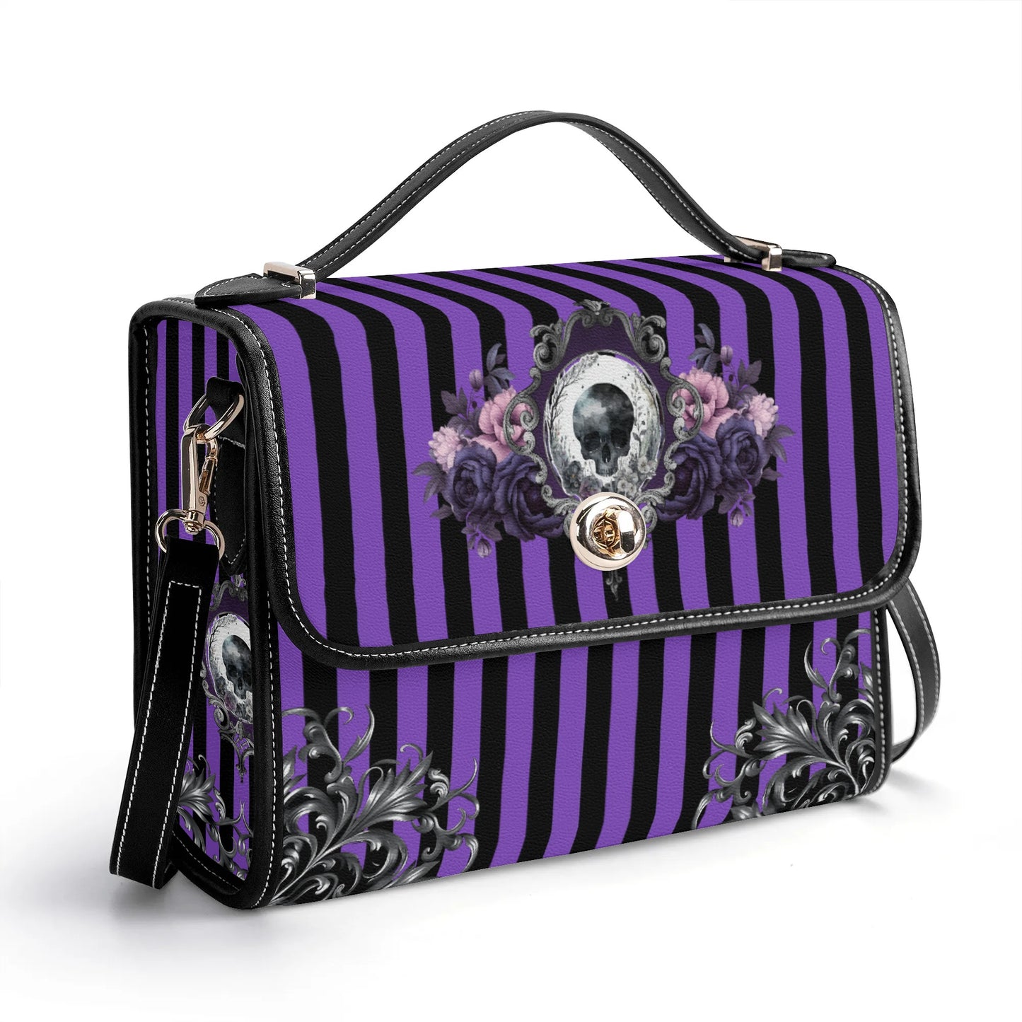 Purple Noir Faux Leather Satchel Bag