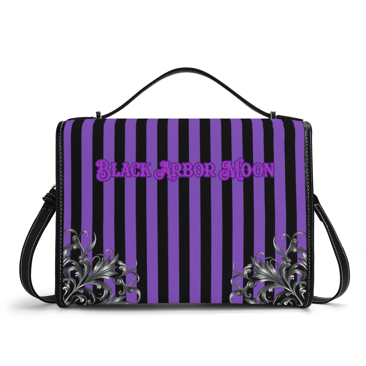Purple Noir Faux Leather Satchel Bag