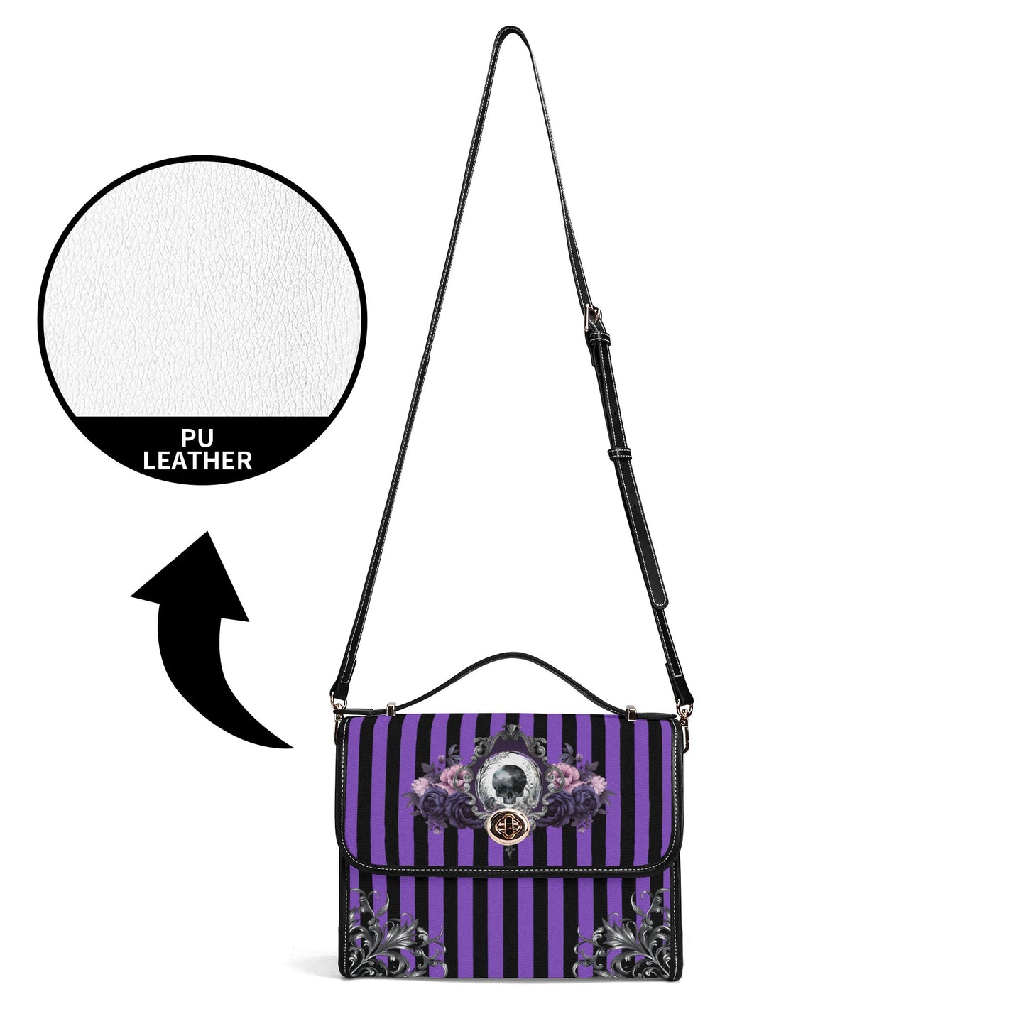 Purple Noir Faux Leather Satchel Bag
