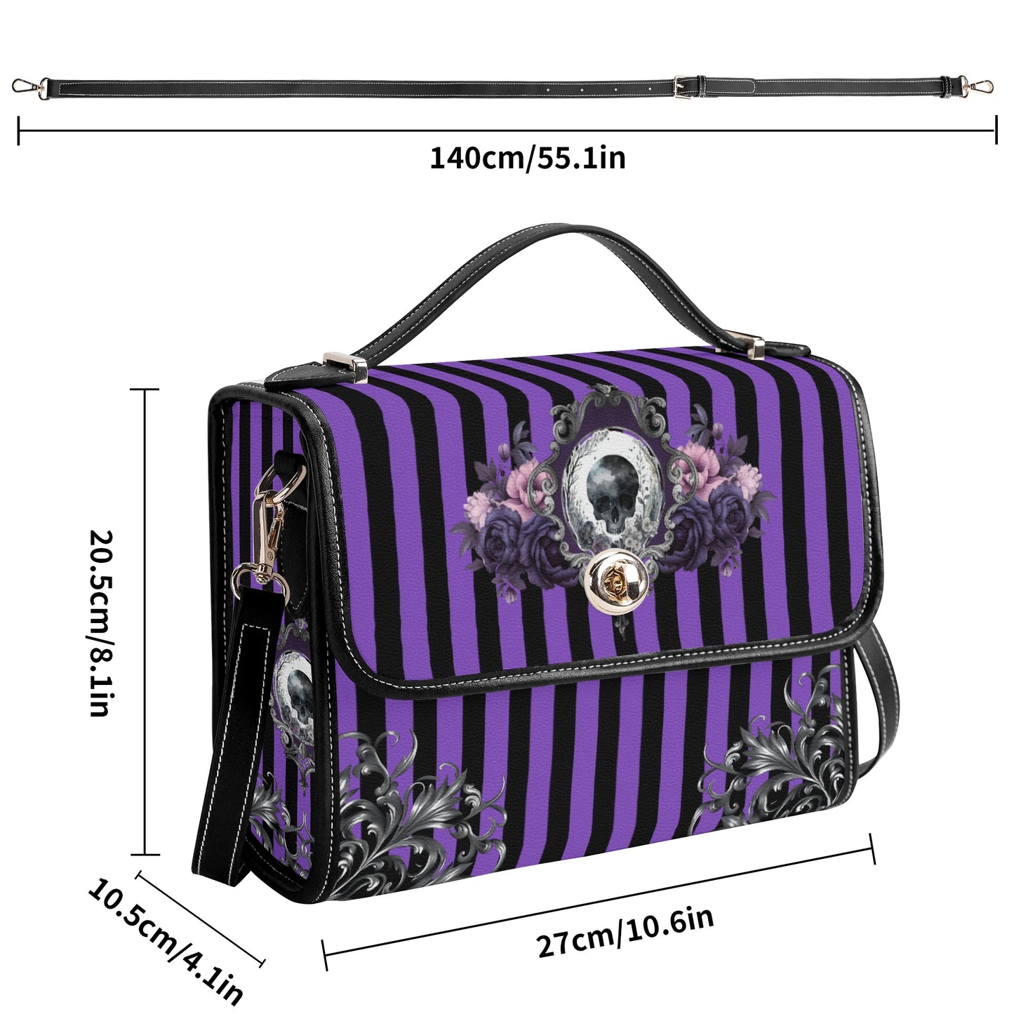 Purple Noir Faux Leather Satchel Bag