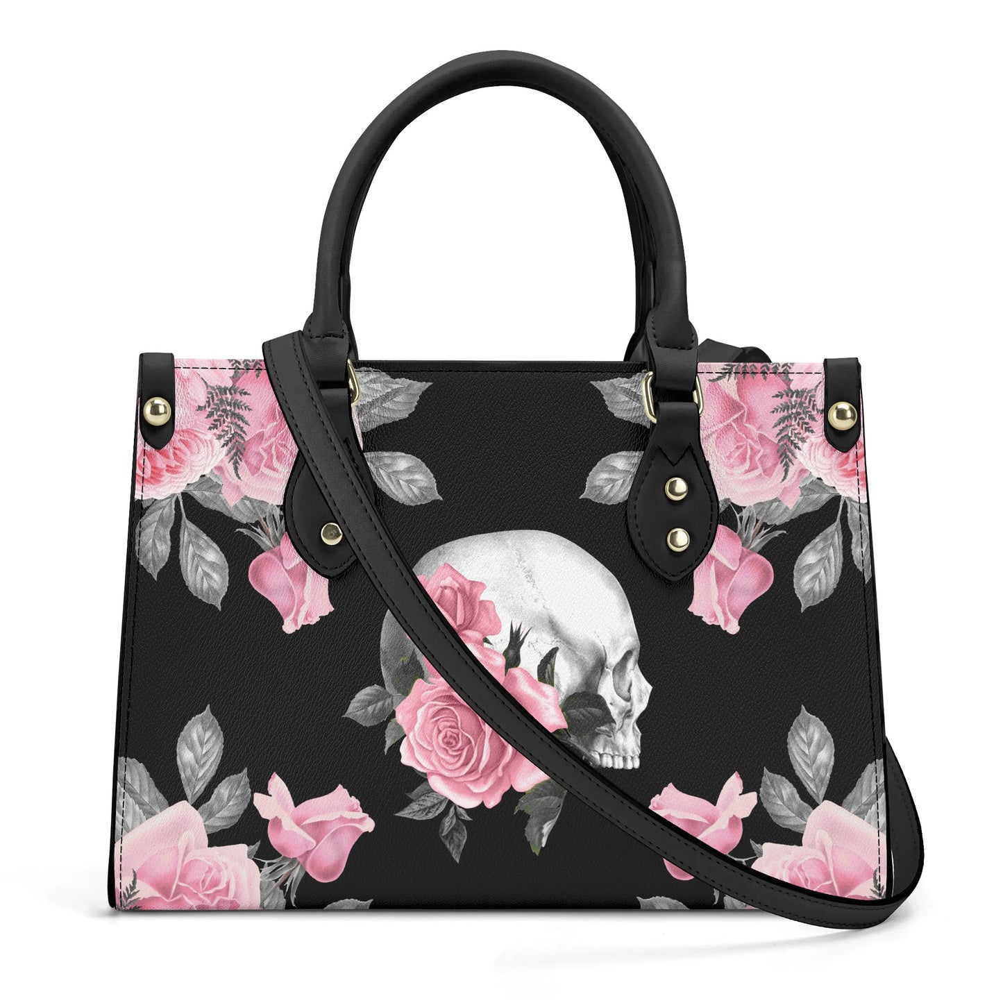 Pink Rose Macabre Luxury PU Handbag