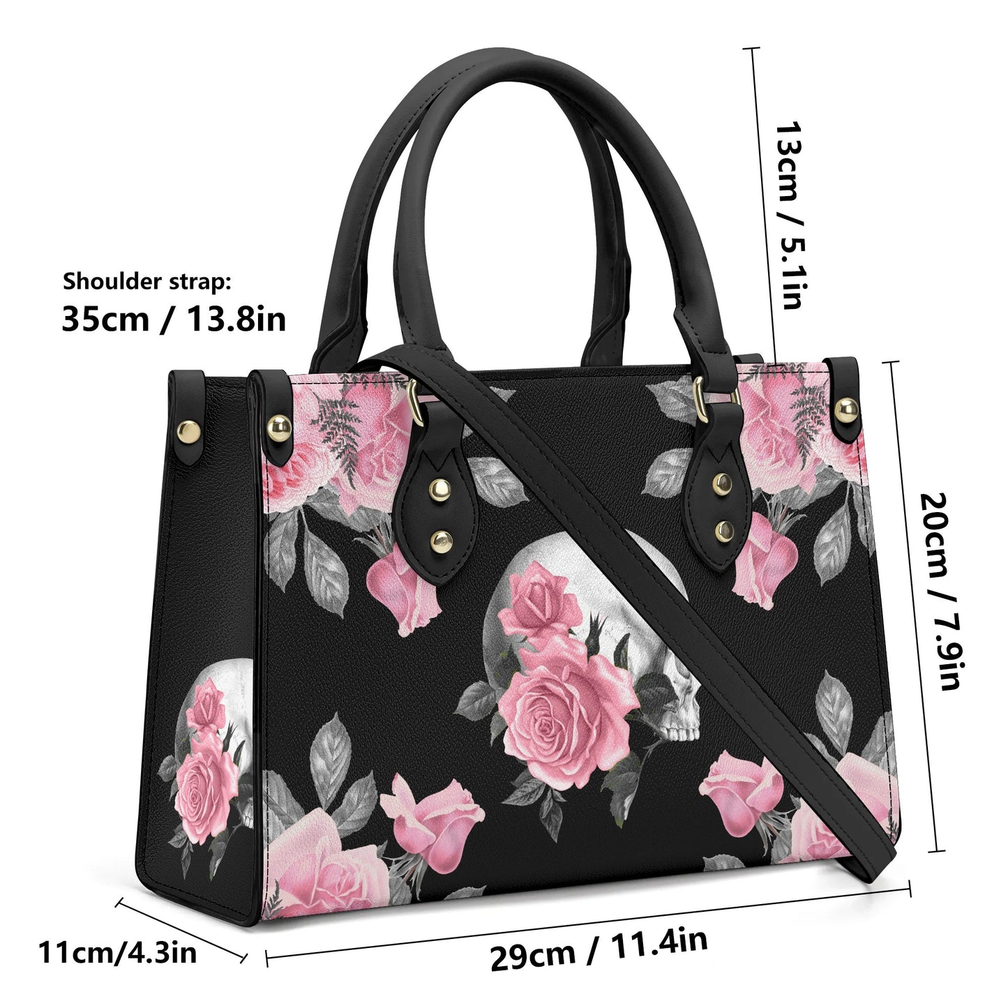 Pink Rose Macabre Luxury PU Handbag