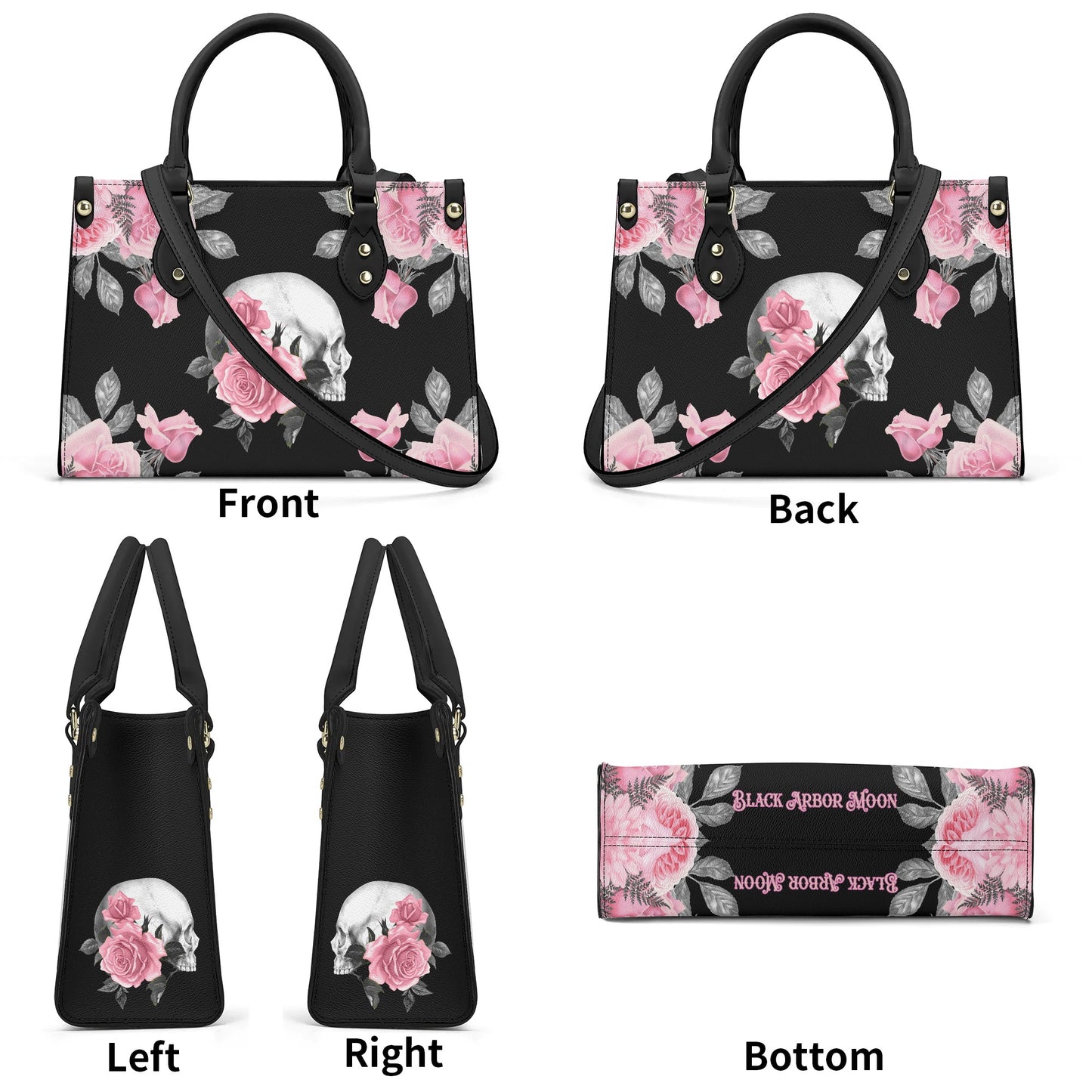 Pink Rose Macabre Luxury PU Handbag