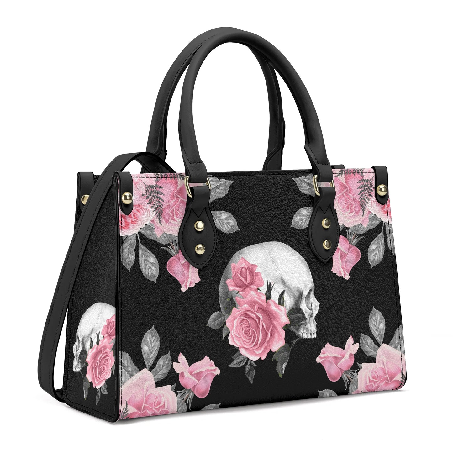 Pink Rose Macabre Luxury PU Handbag