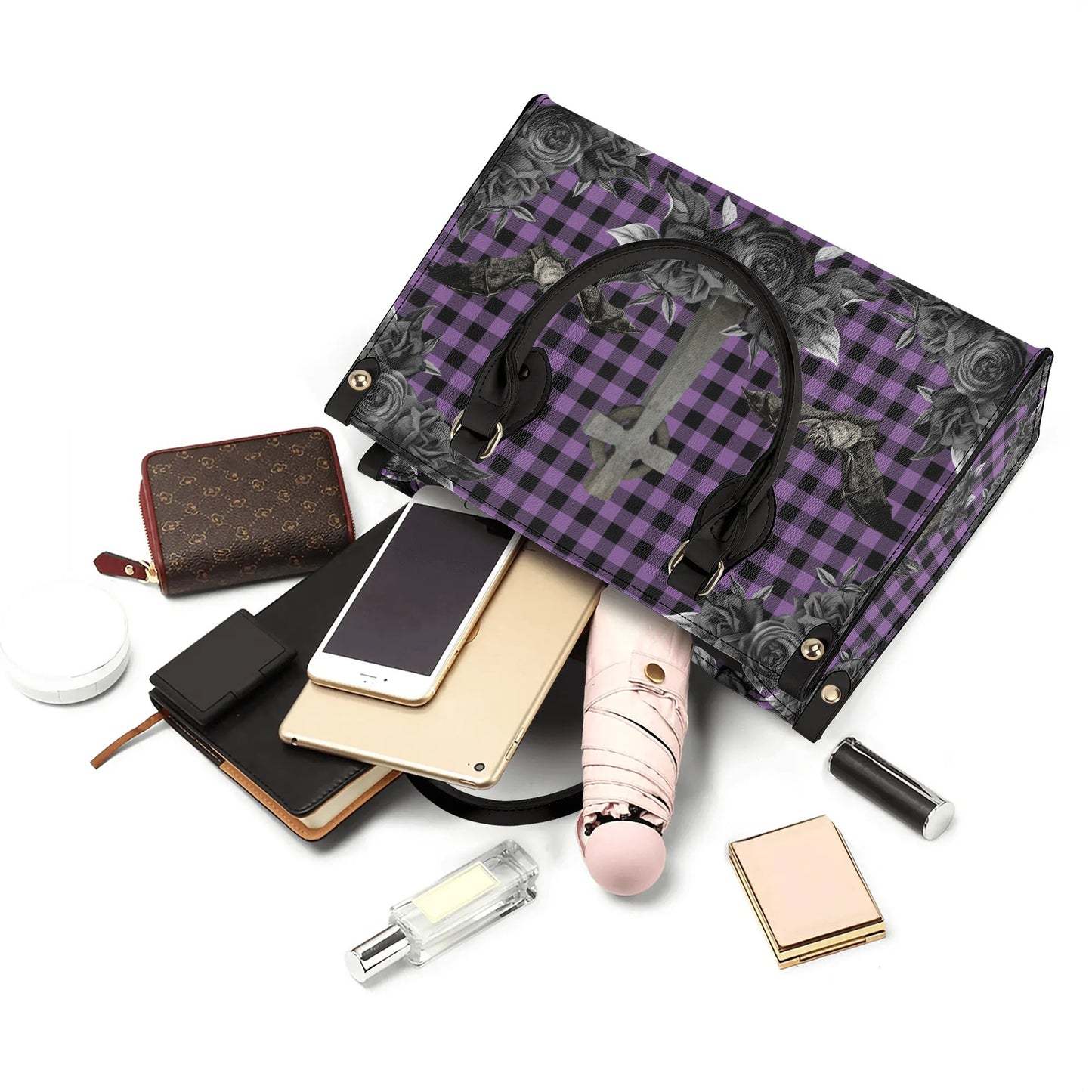 Cemetery Picnic Luxury PU Handbag in Purple Mist