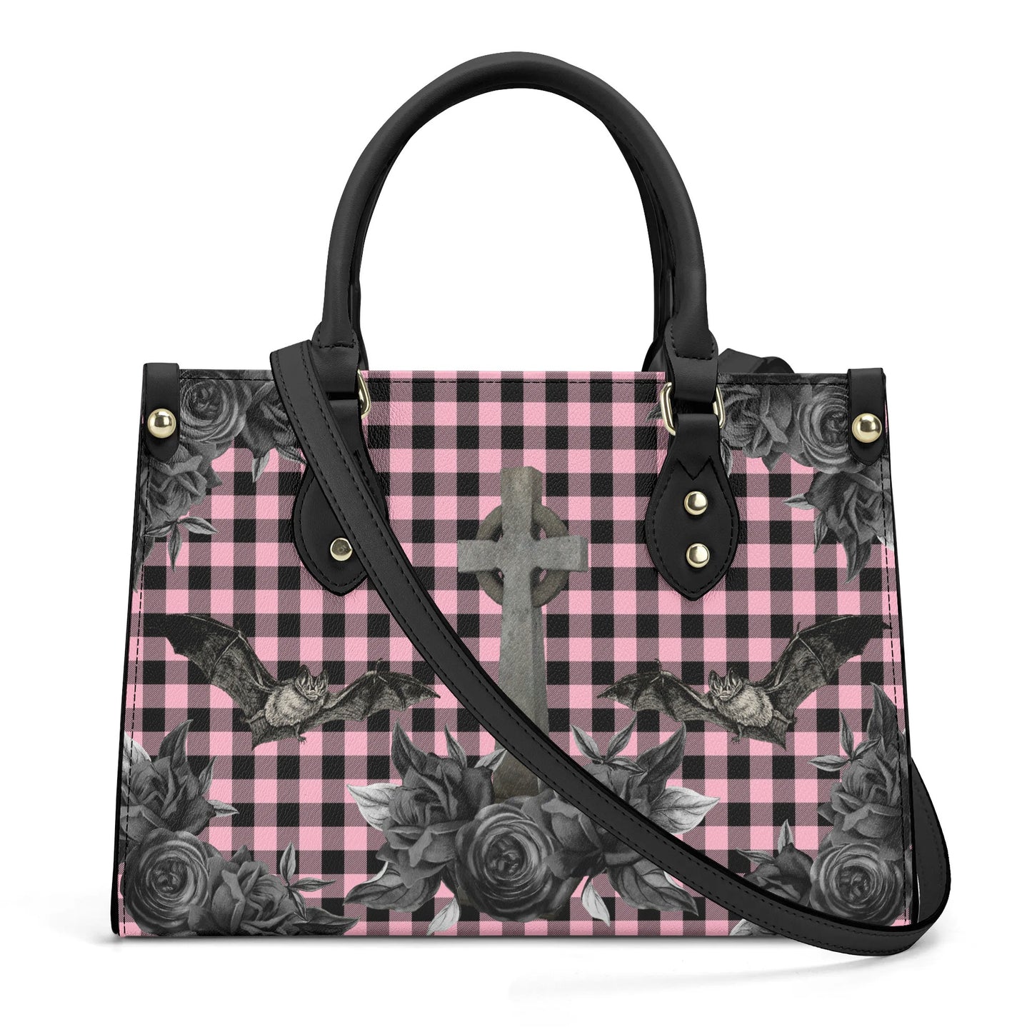 Cemetery Picnic Luxury PU Handbag in Ghoulish Pink