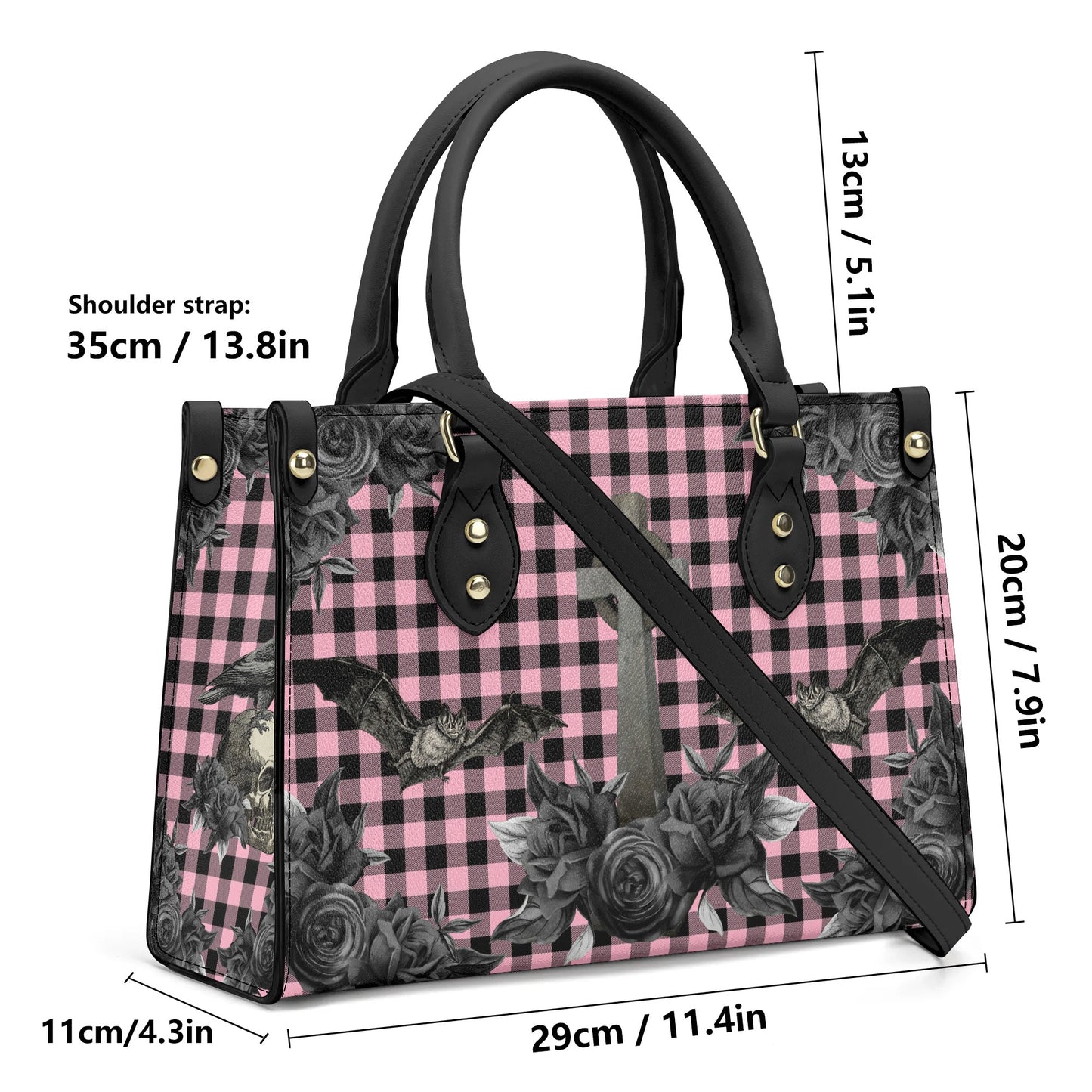 Cemetery Picnic Luxury PU Handbag in Ghoulish Pink