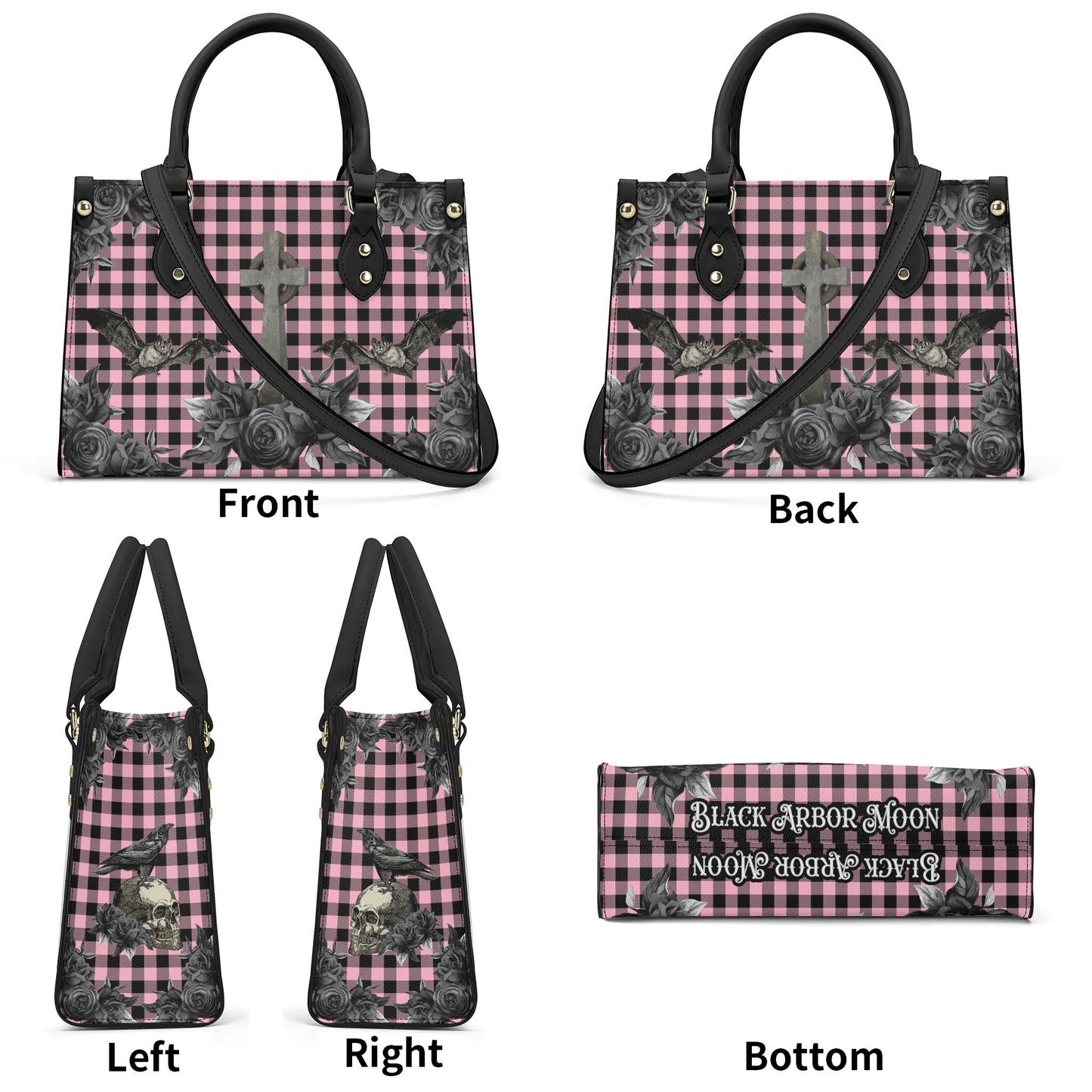 Cemetery Picnic Luxury PU Handbag in Ghoulish Pink