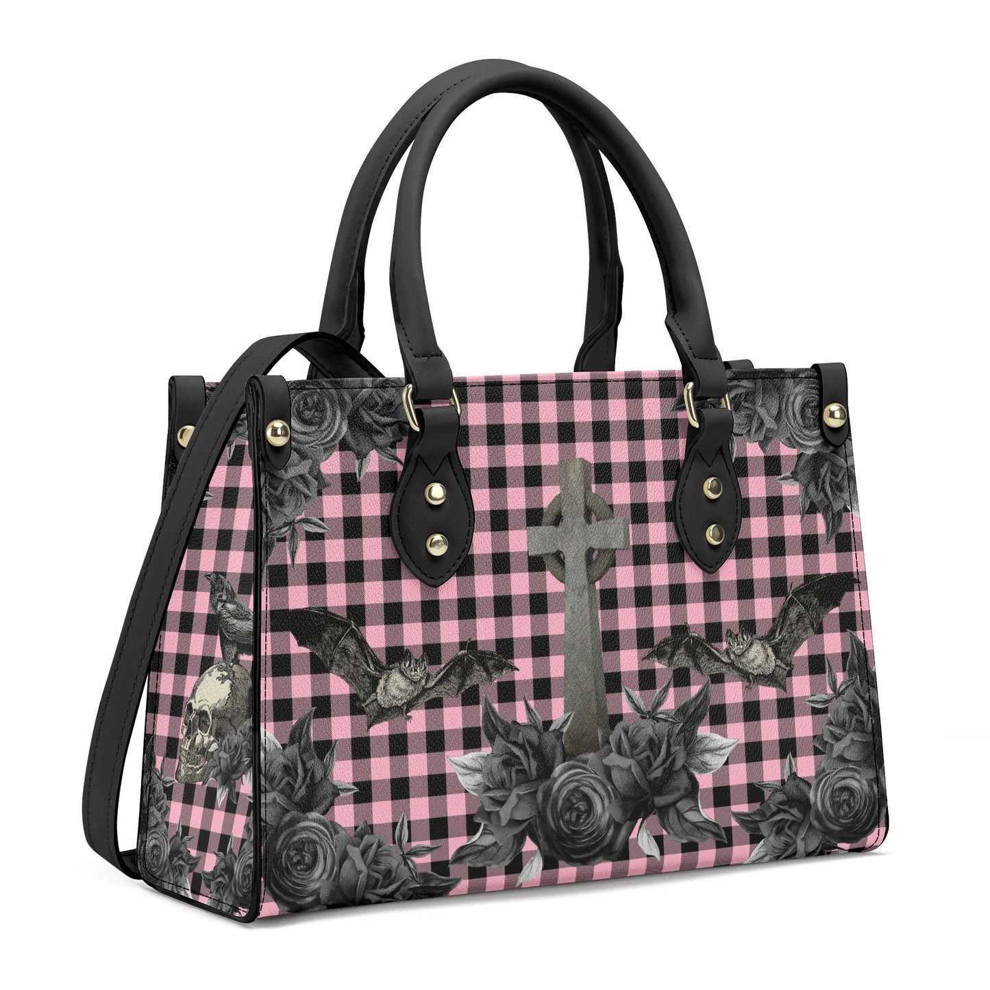 Cemetery Picnic Luxury PU Handbag in Ghoulish Pink