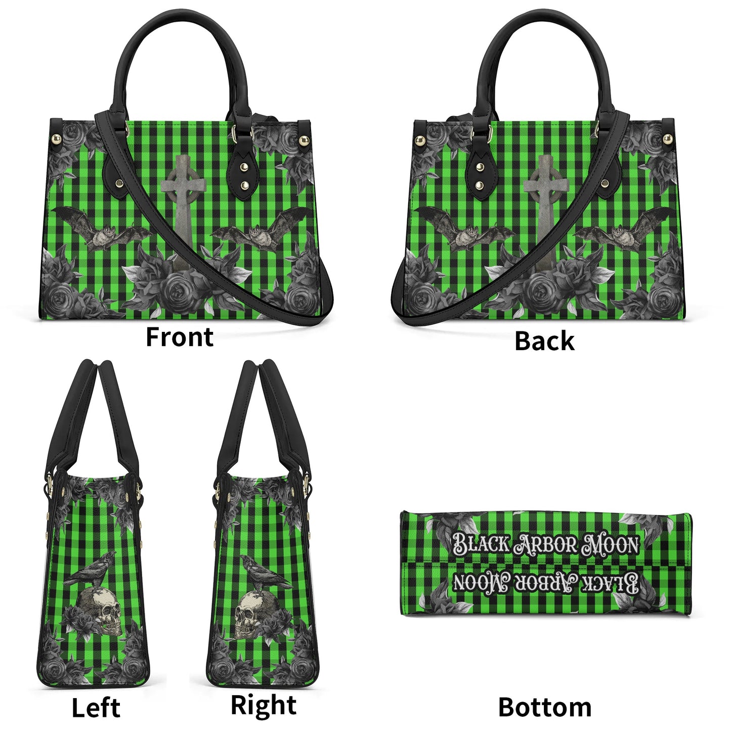 Cemetery Picnic Luxury PU Handbag in Ooze Green