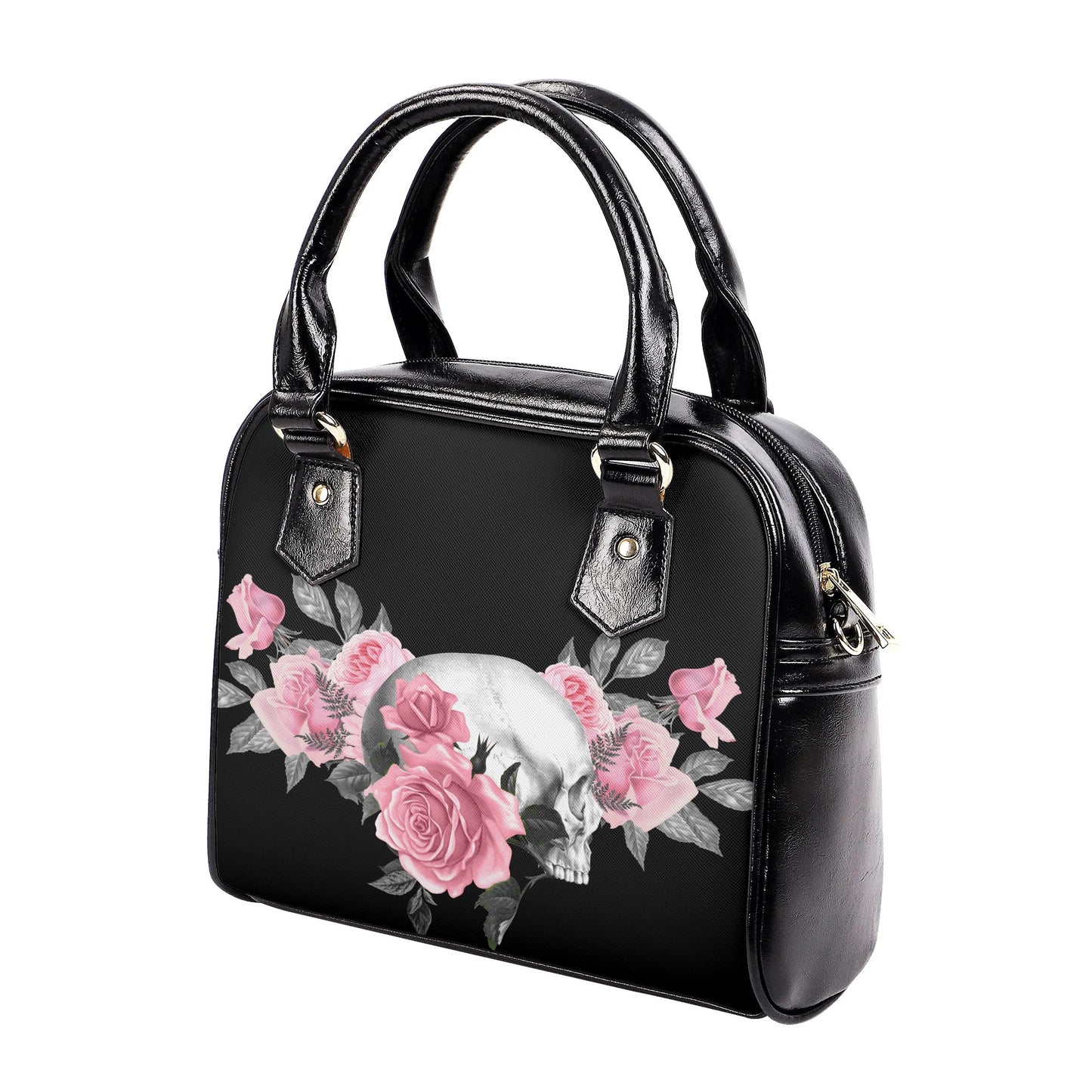 Pink Rose Macabre Shoulder Handbag
