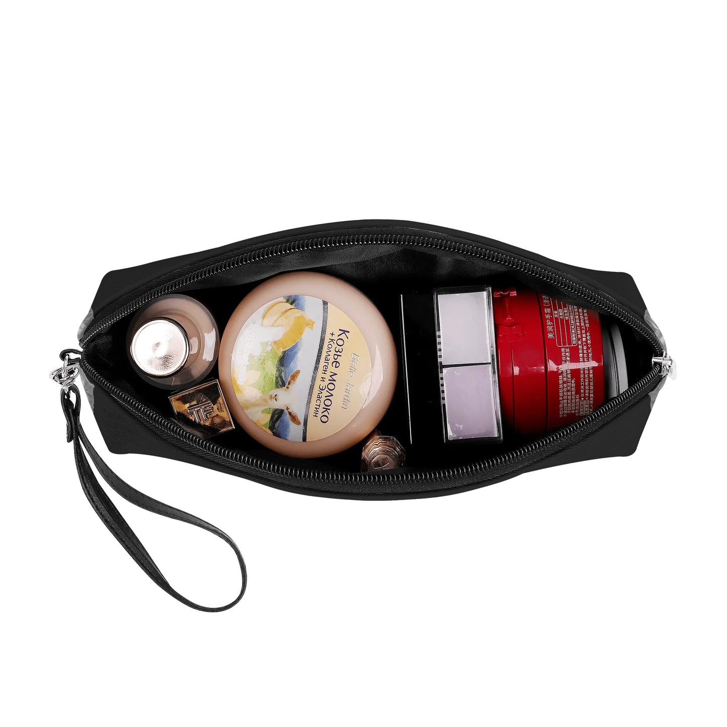 Pink Rose Macabre Curve Cosmetic Bag