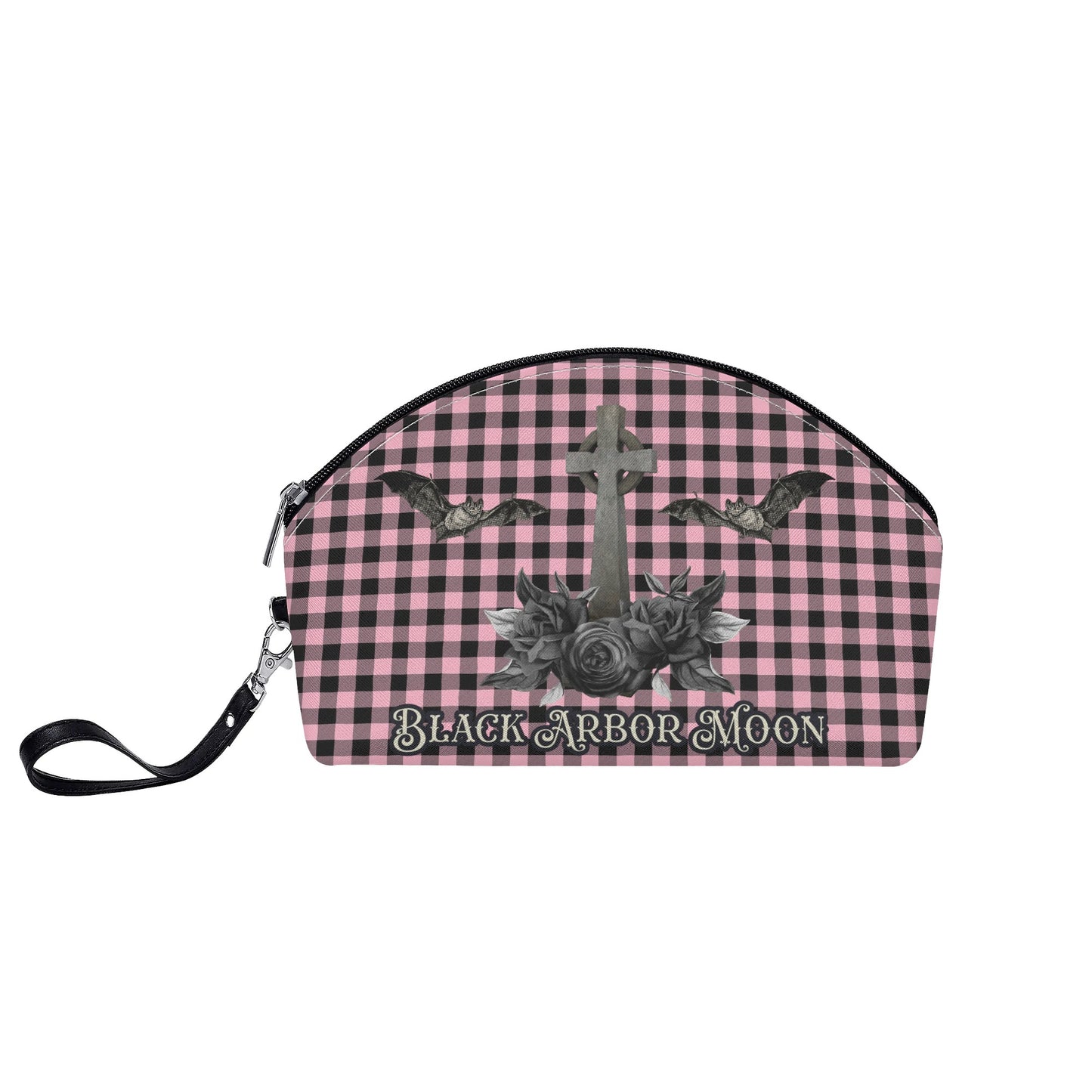 Cemetery Picnic Curve Cosmetic Bag in Ghoulish Pink