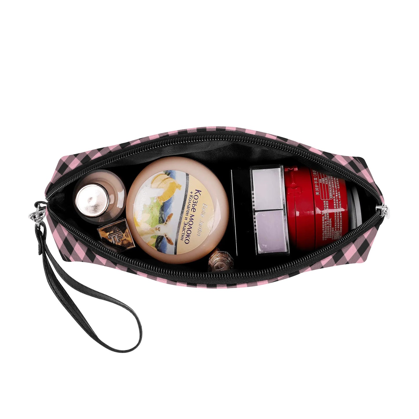 Cemetery Picnic Curve Cosmetic Bag in Ghoulish Pink