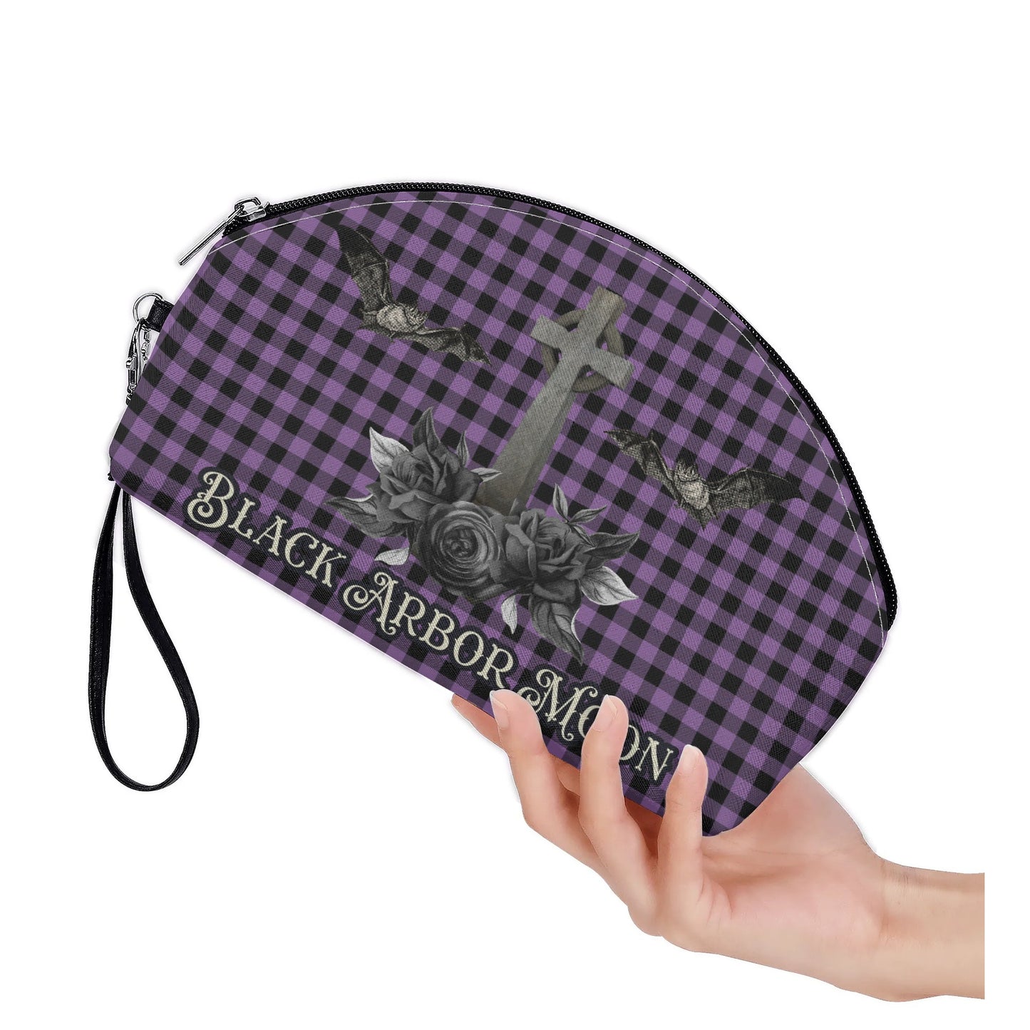 Cemetery Picnic Curve Cosmetic Bag in Purple Mist
