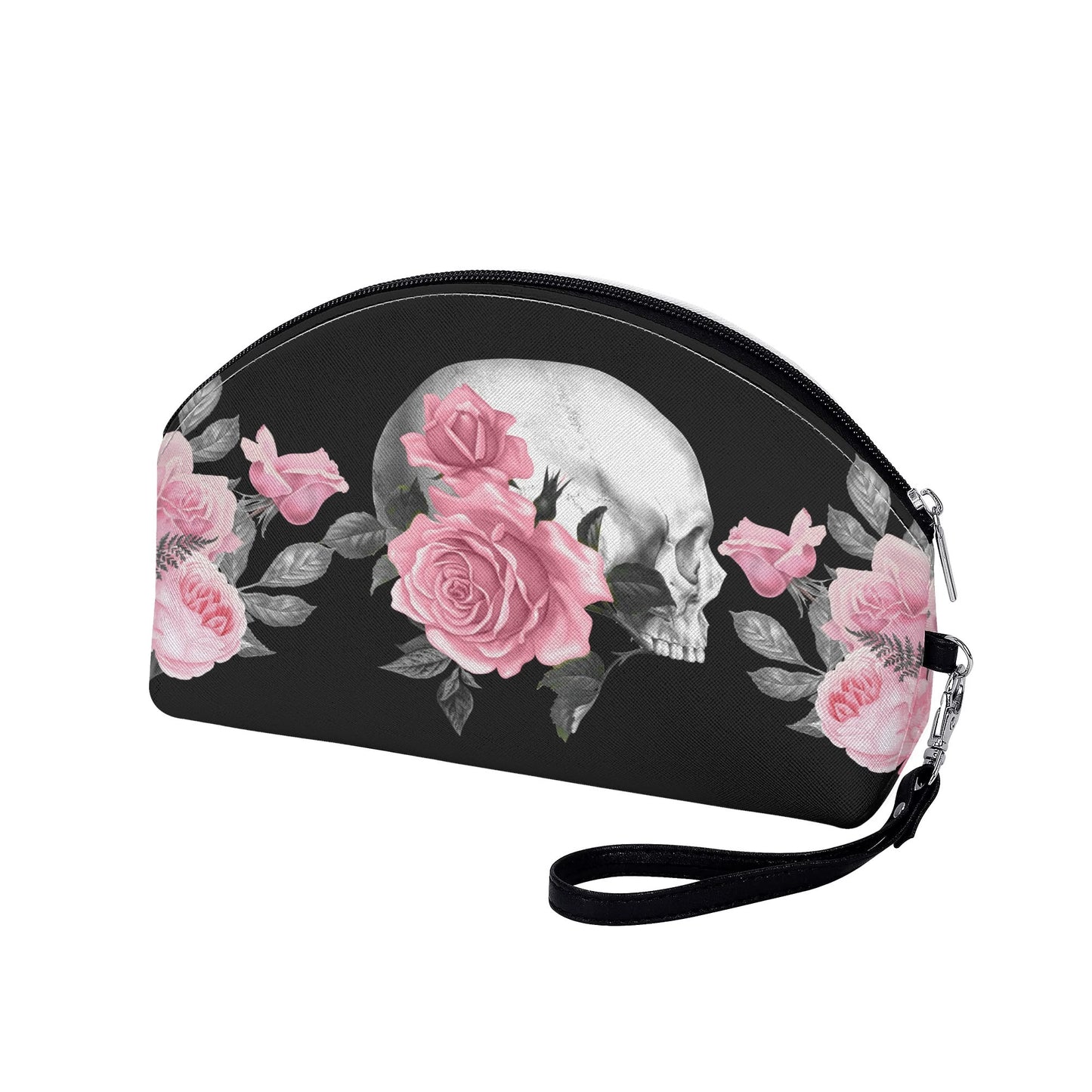 Pink Rose Macabre Curve Cosmetic Bag