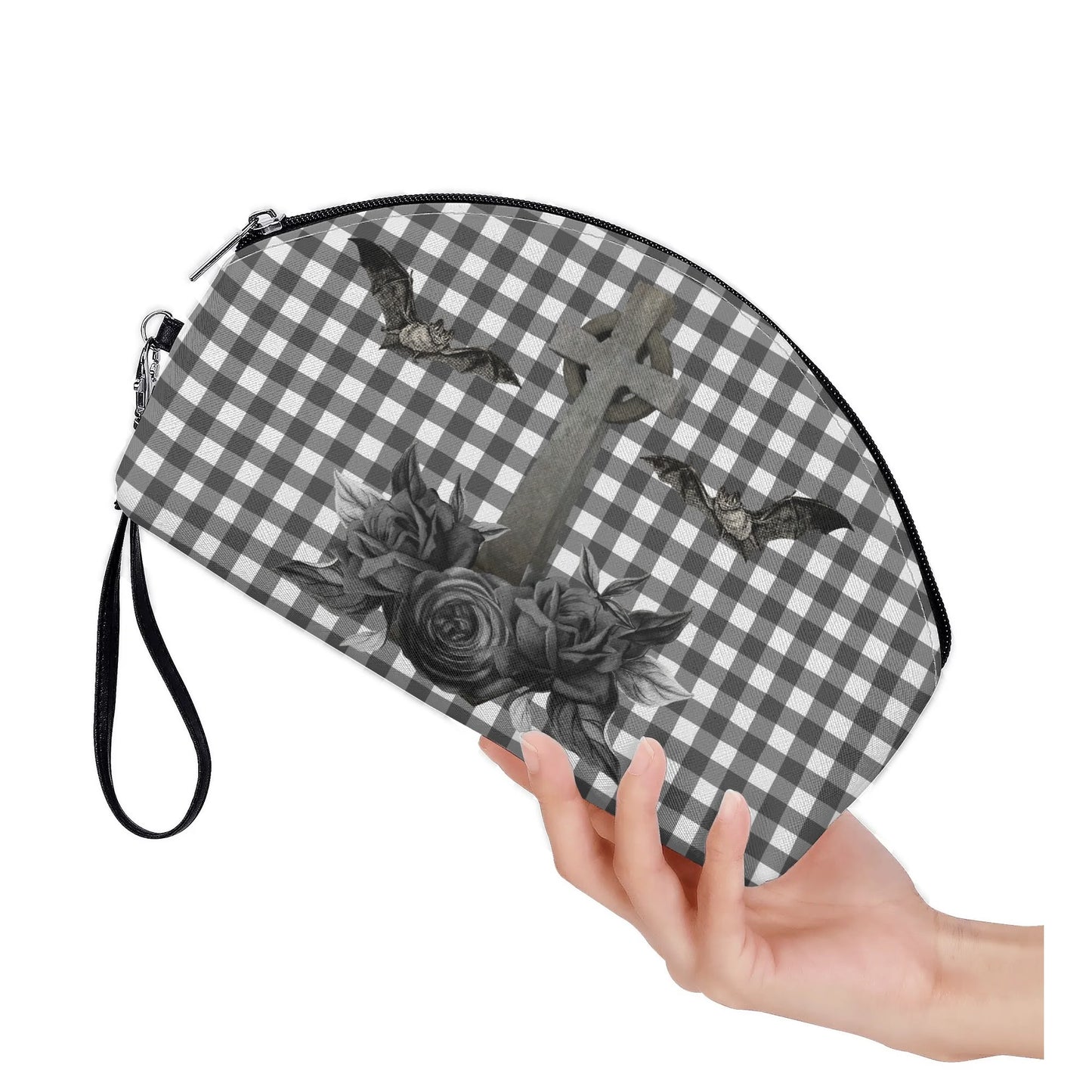 Cemetery Picnic Curve Cosmetic Bag in Tombstone