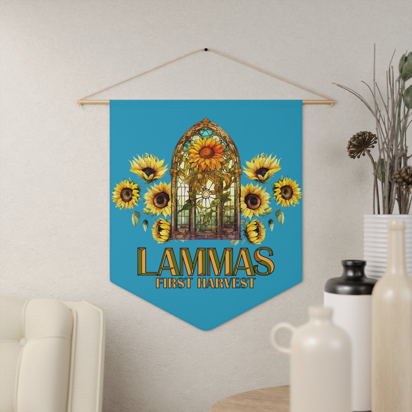 Lammas First Harvest Sabbat Pennant in Turquoise