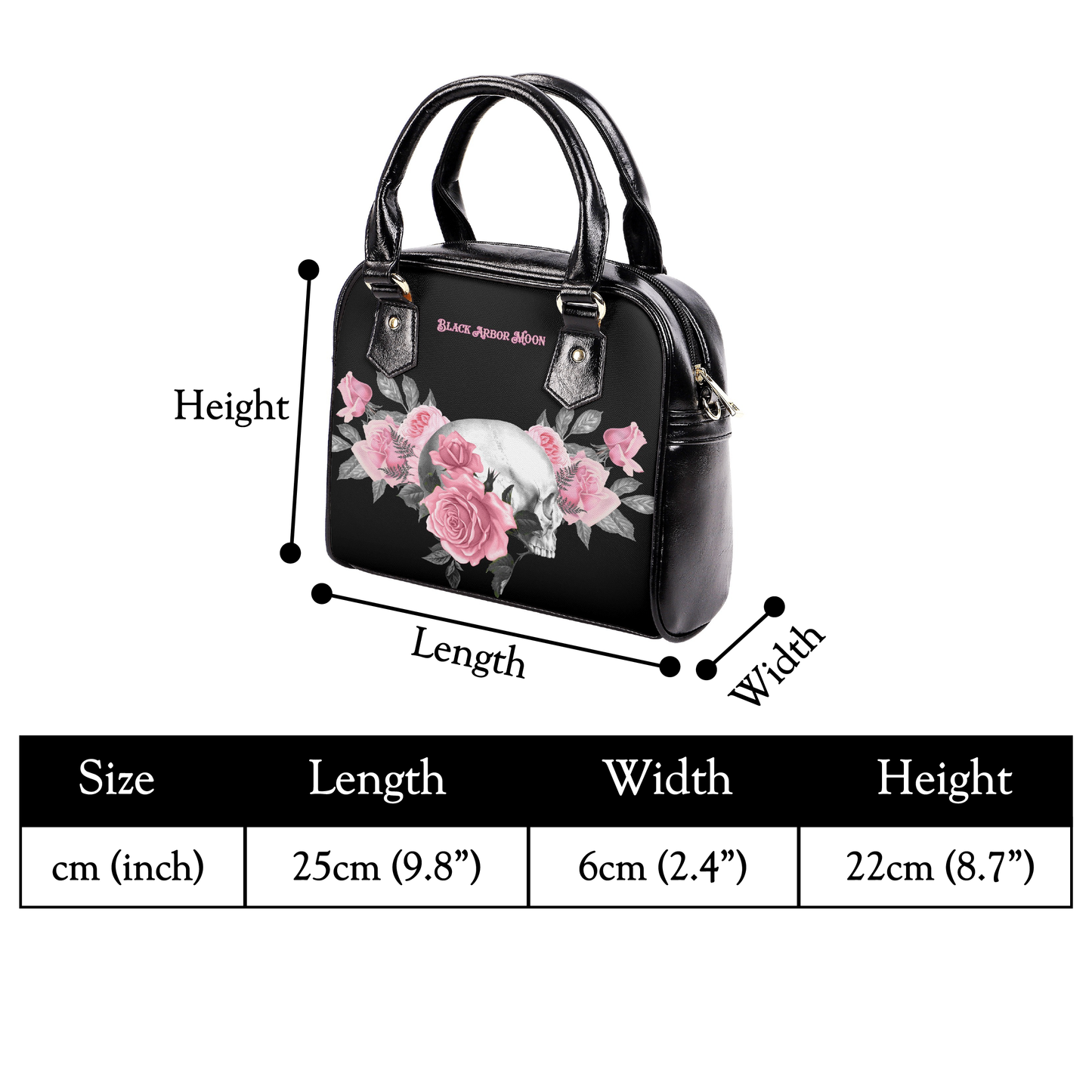 Pink Rose Macabre Shoulder Handbag