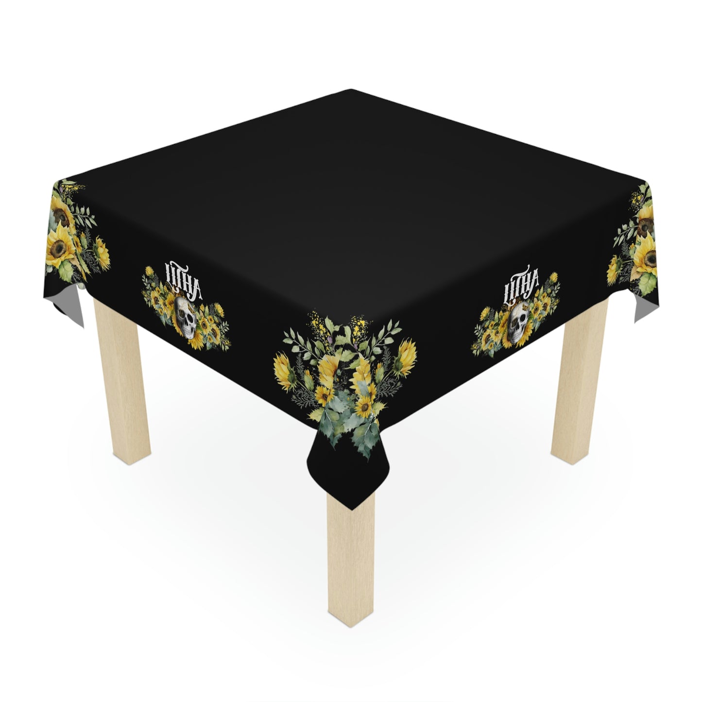 Gothic Litha Midsummer Sabbat Tablecloth in Black