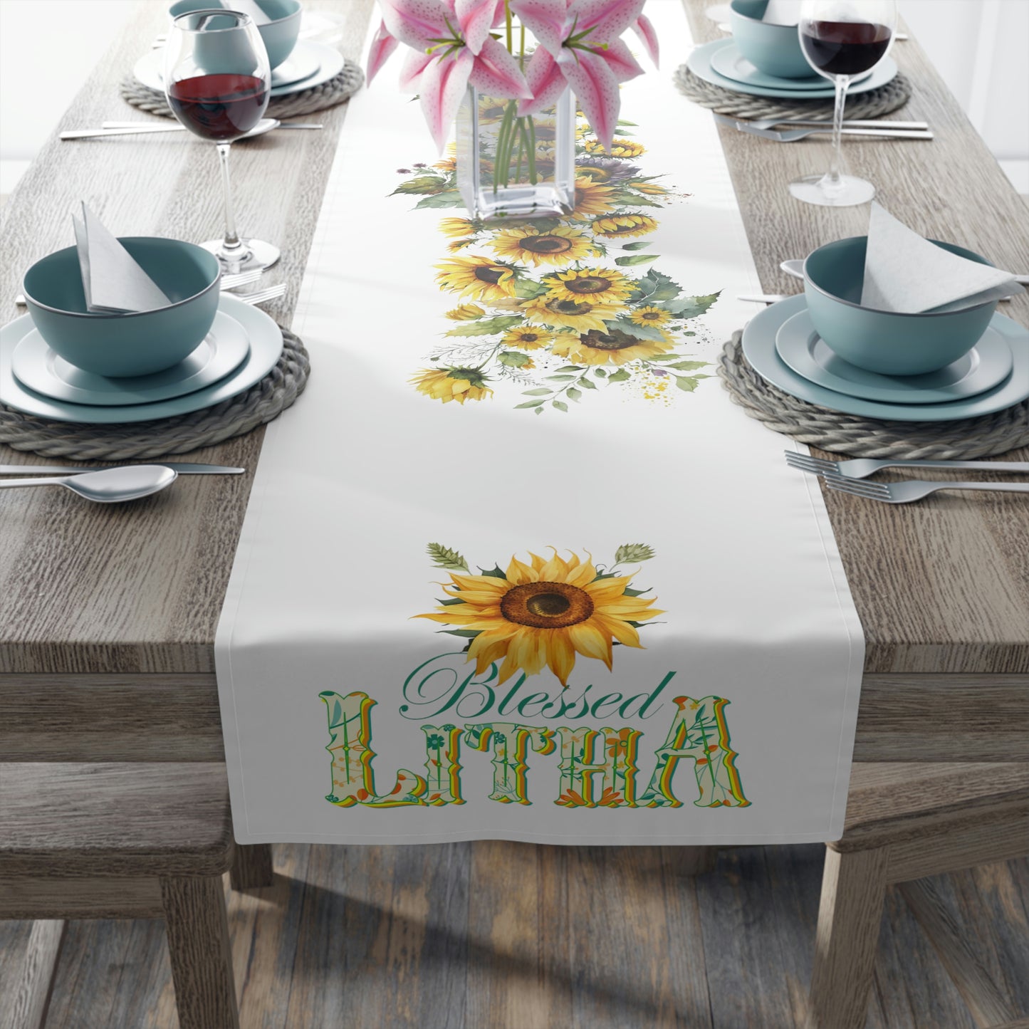 Blessed Litha Midsummer Sabbat Table Runner (Cotton, Poly)