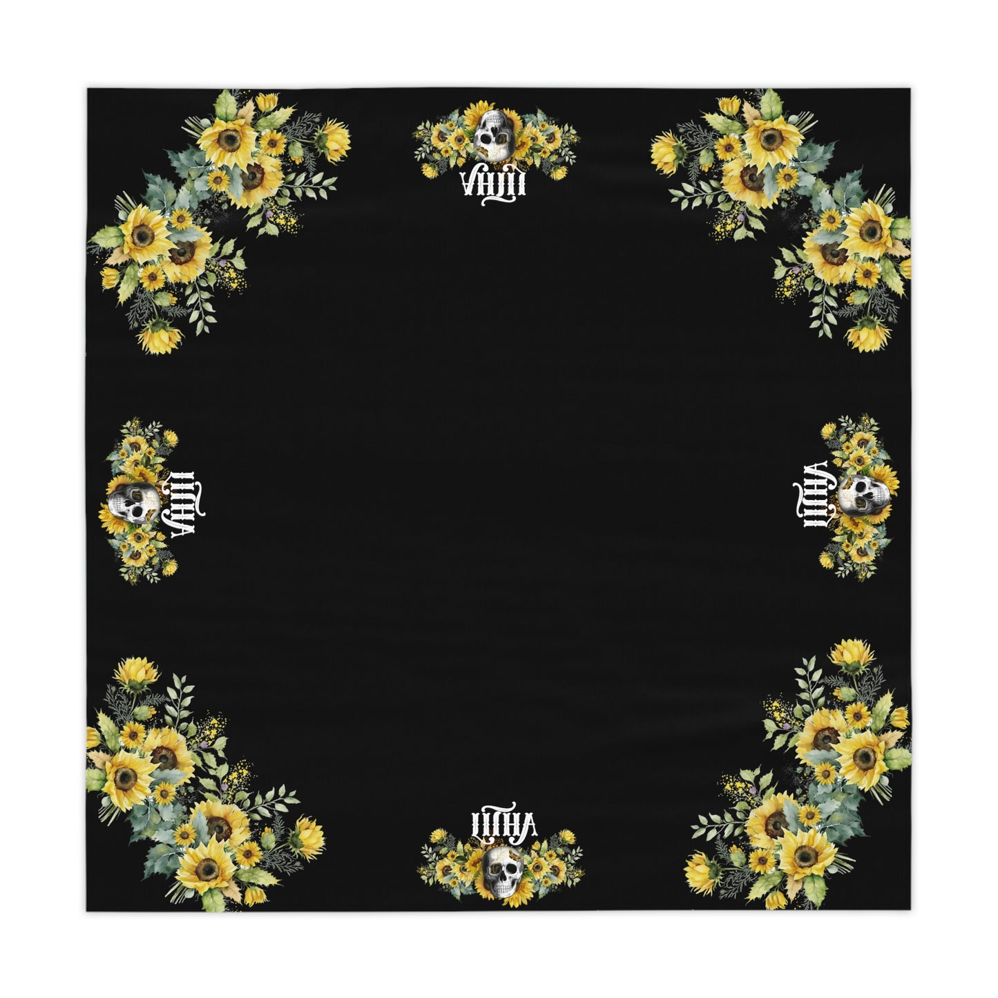 Gothic Litha Midsummer Sabbat Tablecloth in Black