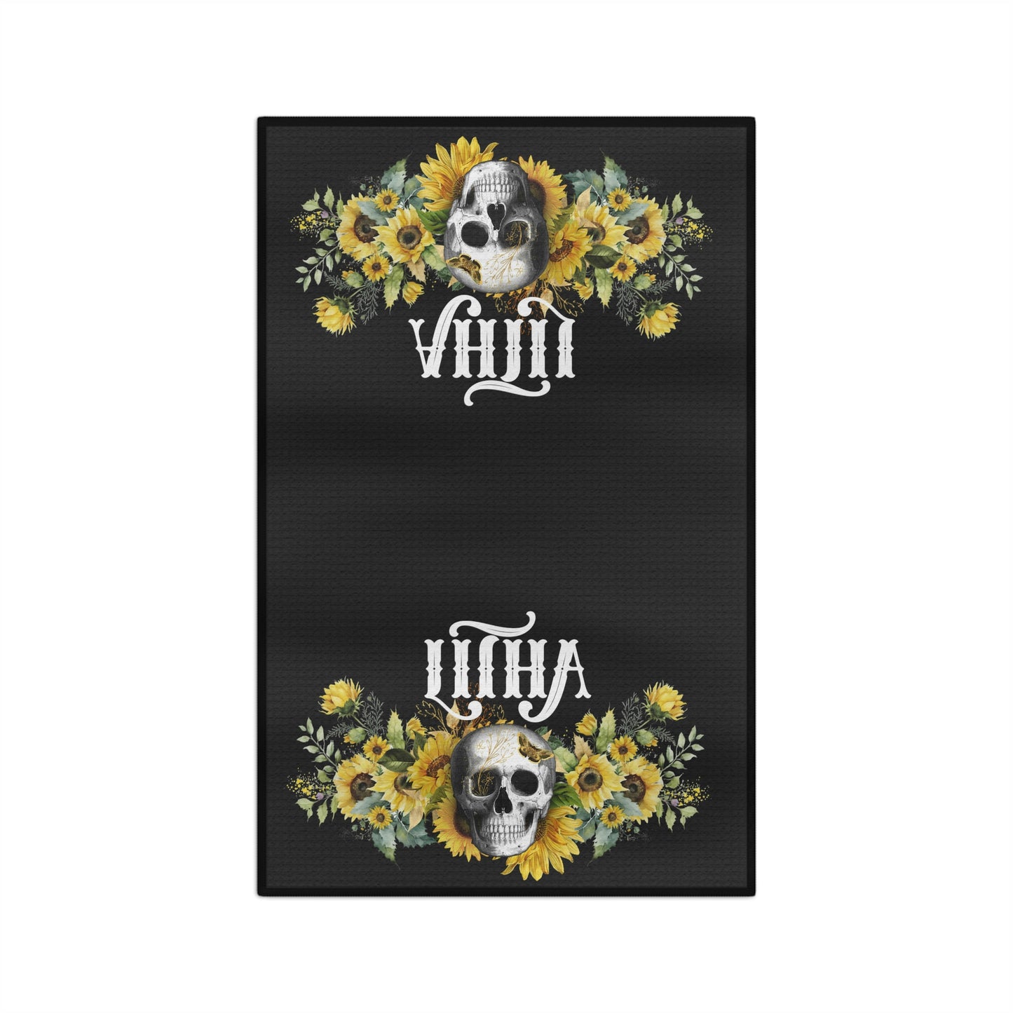 Gothic Litha Midsummer Soft Tea Towel in Black