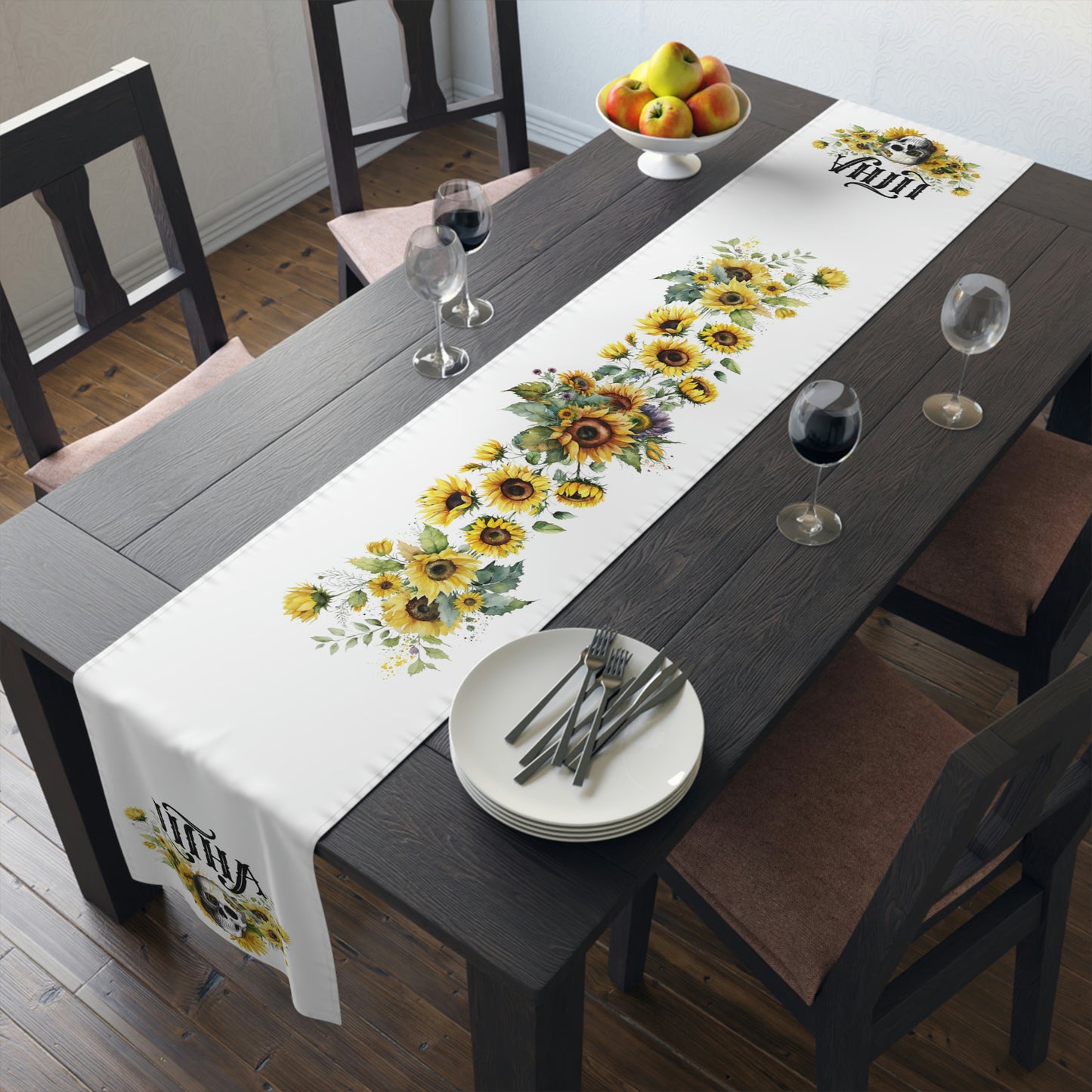 Gothic Litha Midsummer Sabbat Table Runner in White (Cotton, Poly)
