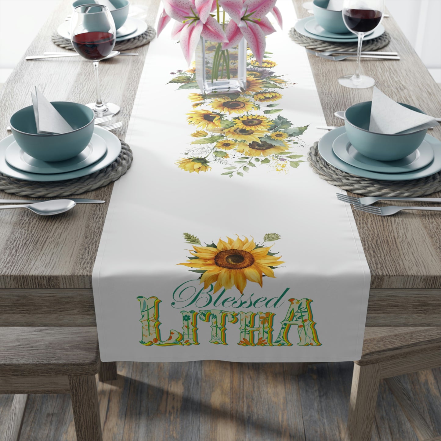 Blessed Litha Midsummer Sabbat Table Runner (Cotton, Poly)