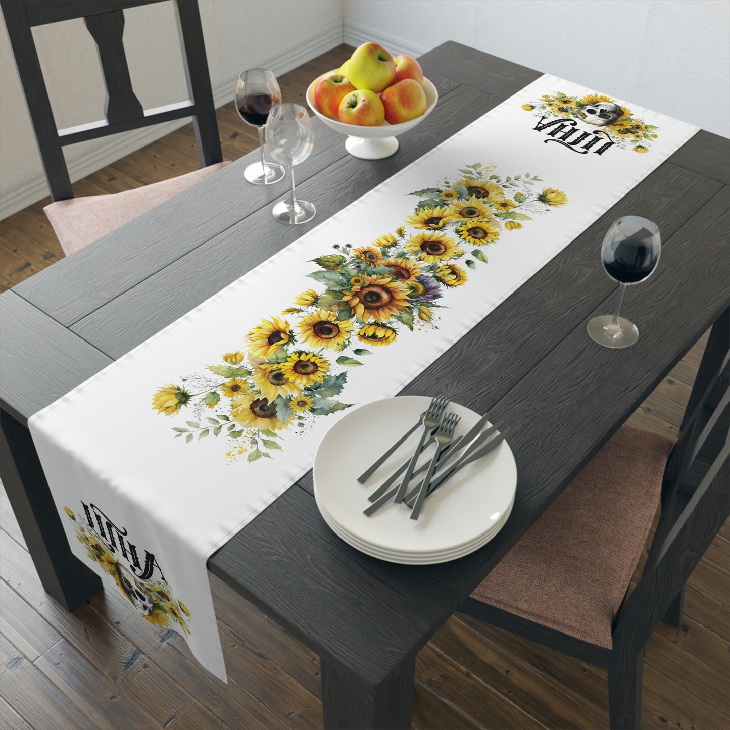 Gothic Litha Midsummer Sabbat Table Runner in White (Cotton, Poly)