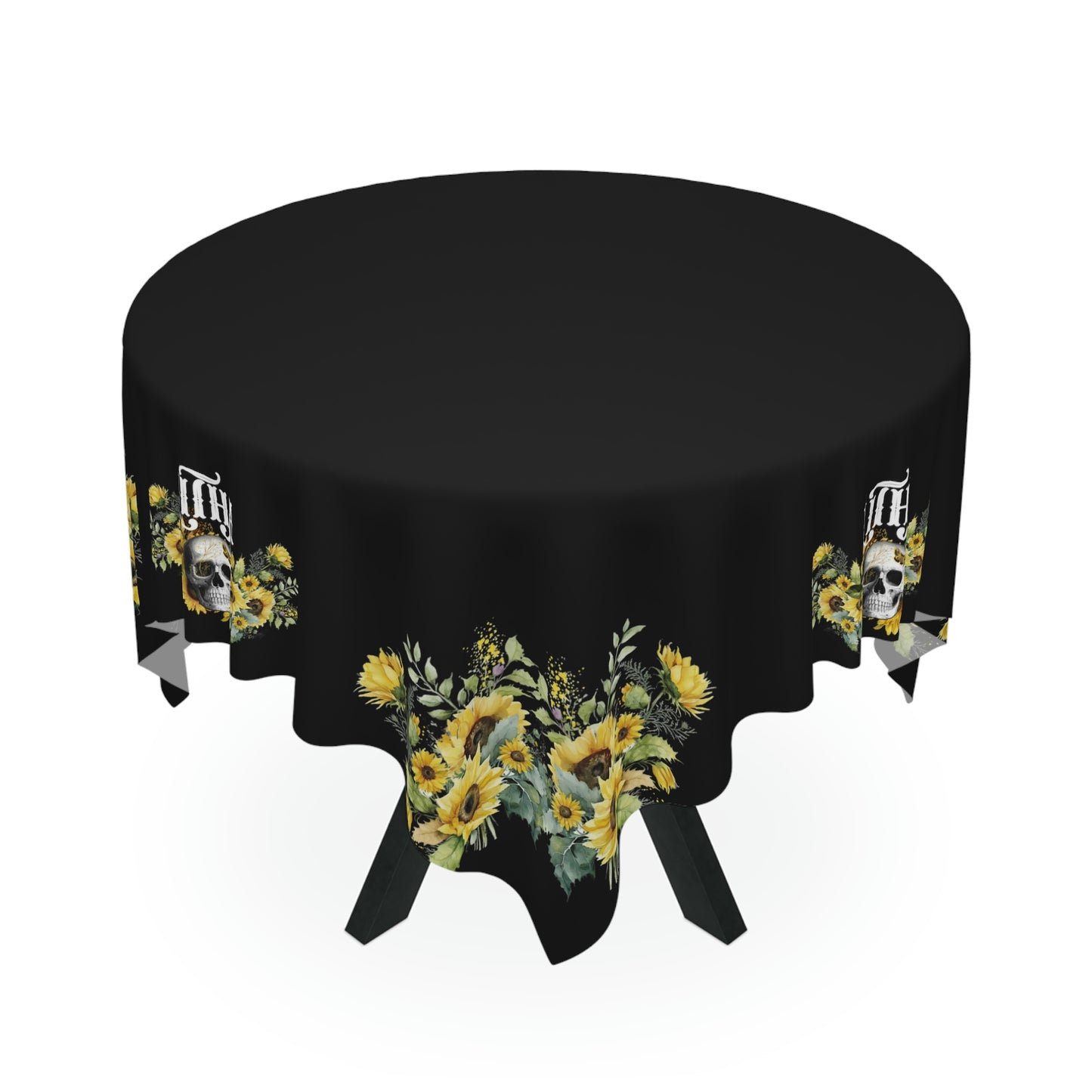Gothic Litha Midsummer Sabbat Tablecloth in Black