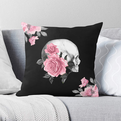 Pink Rose Macabre Left Facing Double Sided Pillow Cover