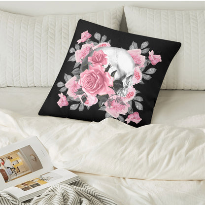 Pink Rose Macabre Left Facing Double Sided Pillow Cover