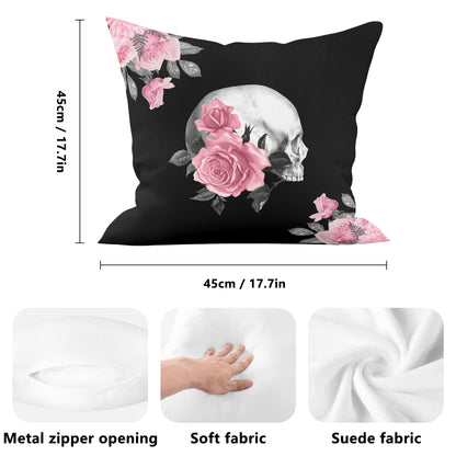 Pink Rose Macabre Left Facing Double Sided Pillow Cover