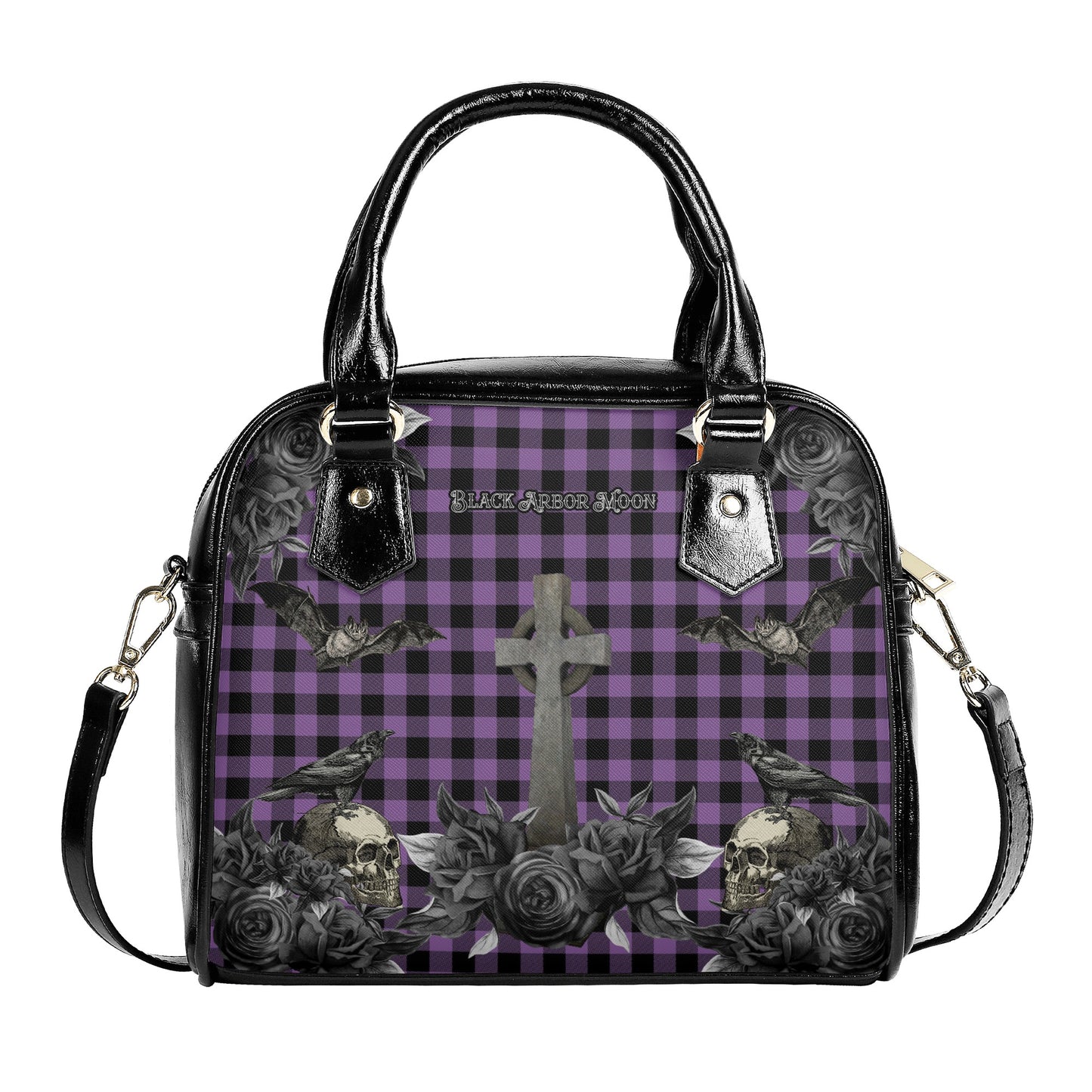 Cemetery Picnic Shoulder Handbag in Purple Mist