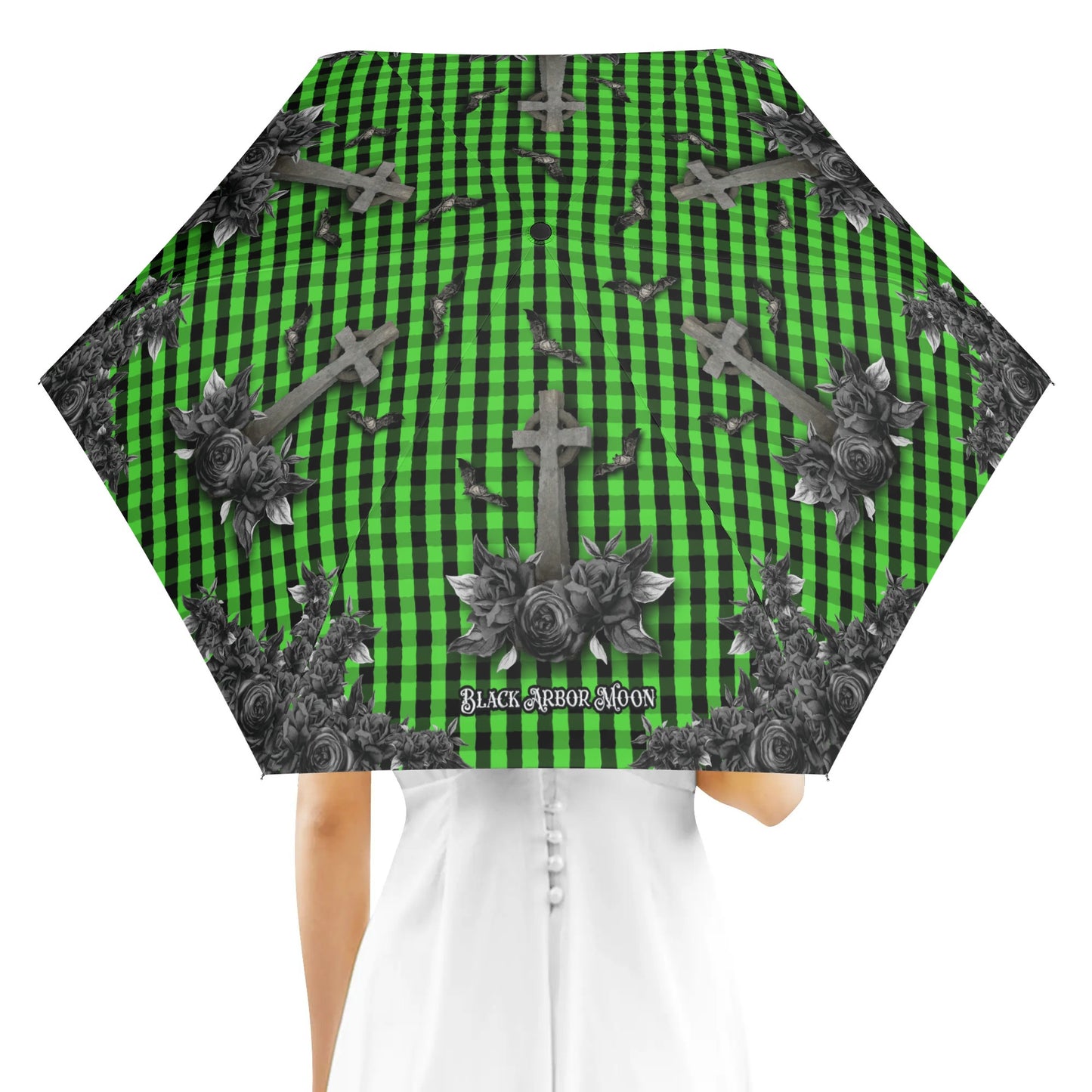 Cemetery Picnic Auto Open & Close Umbrella in Ooze Green