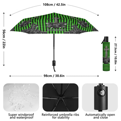 Cemetery Picnic Auto Open & Close Umbrella in Ooze Green