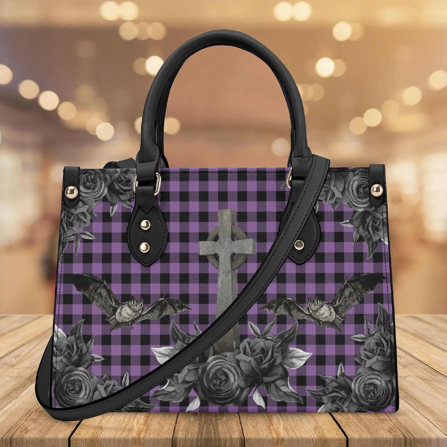 Cemetery Picnic Luxury PU Handbag in Purple Mist