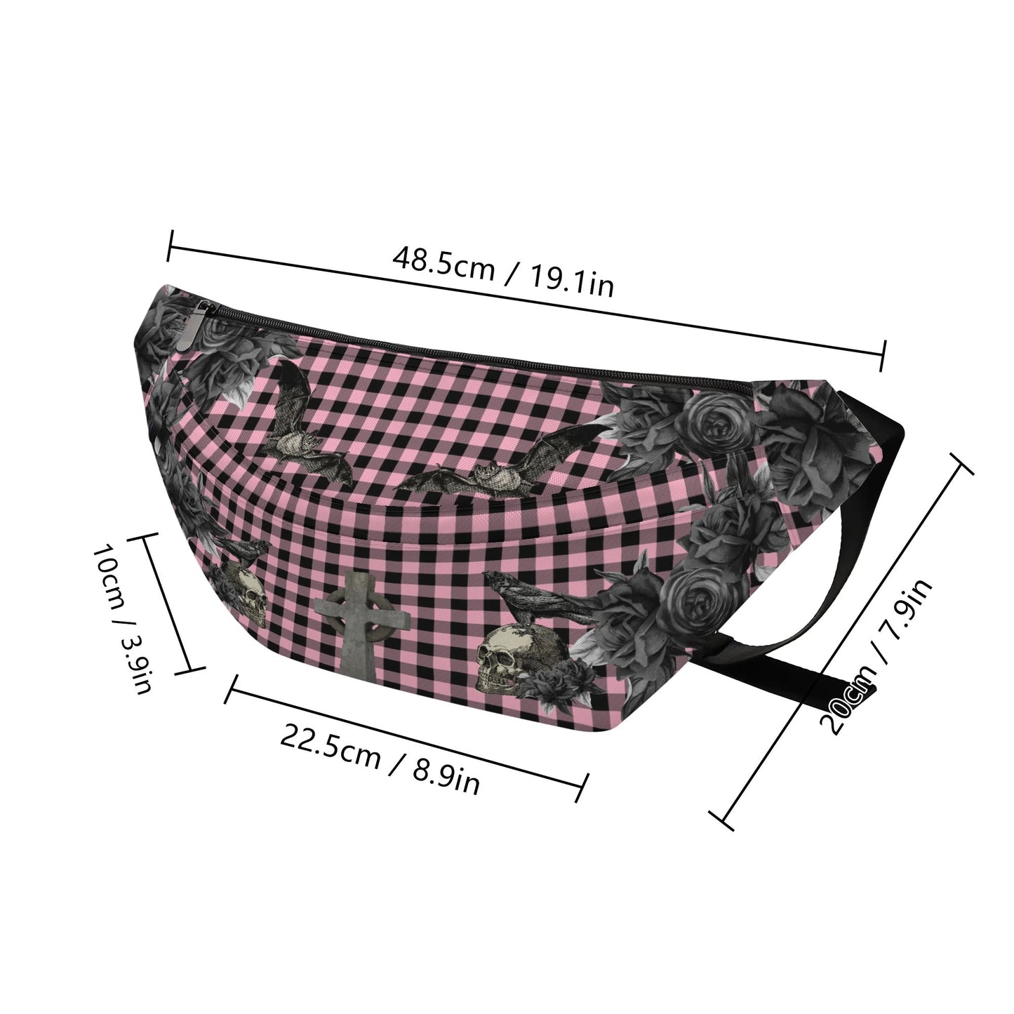 Large Cemetery Picnic Waist Pack in Ghoulish Pink