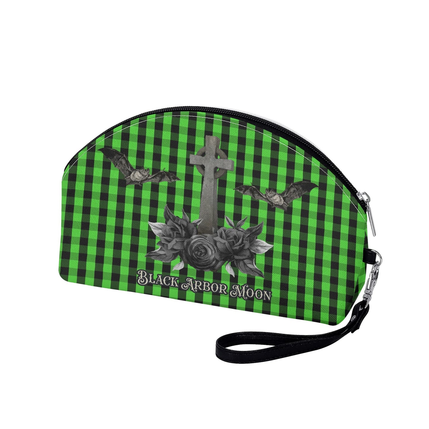 Cemetery Picnic Curve Cosmetic Bag in Ooze Green