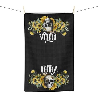Gothic Litha Midsummer Soft Tea Towel in Black